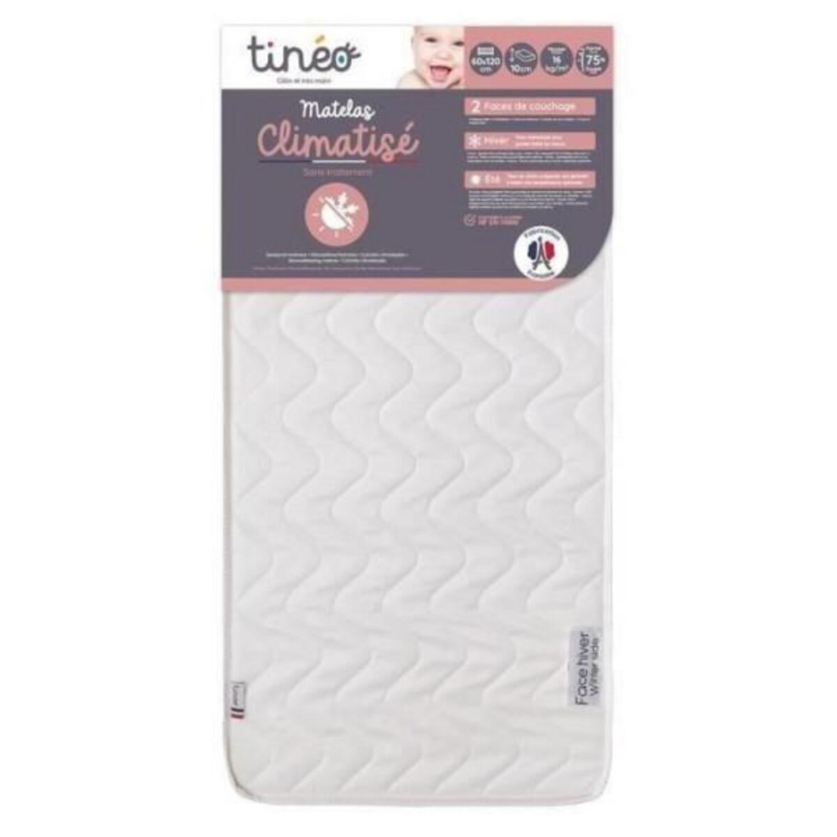 TINEO Matelas bébé Climatisé TINEO 60x120 cm