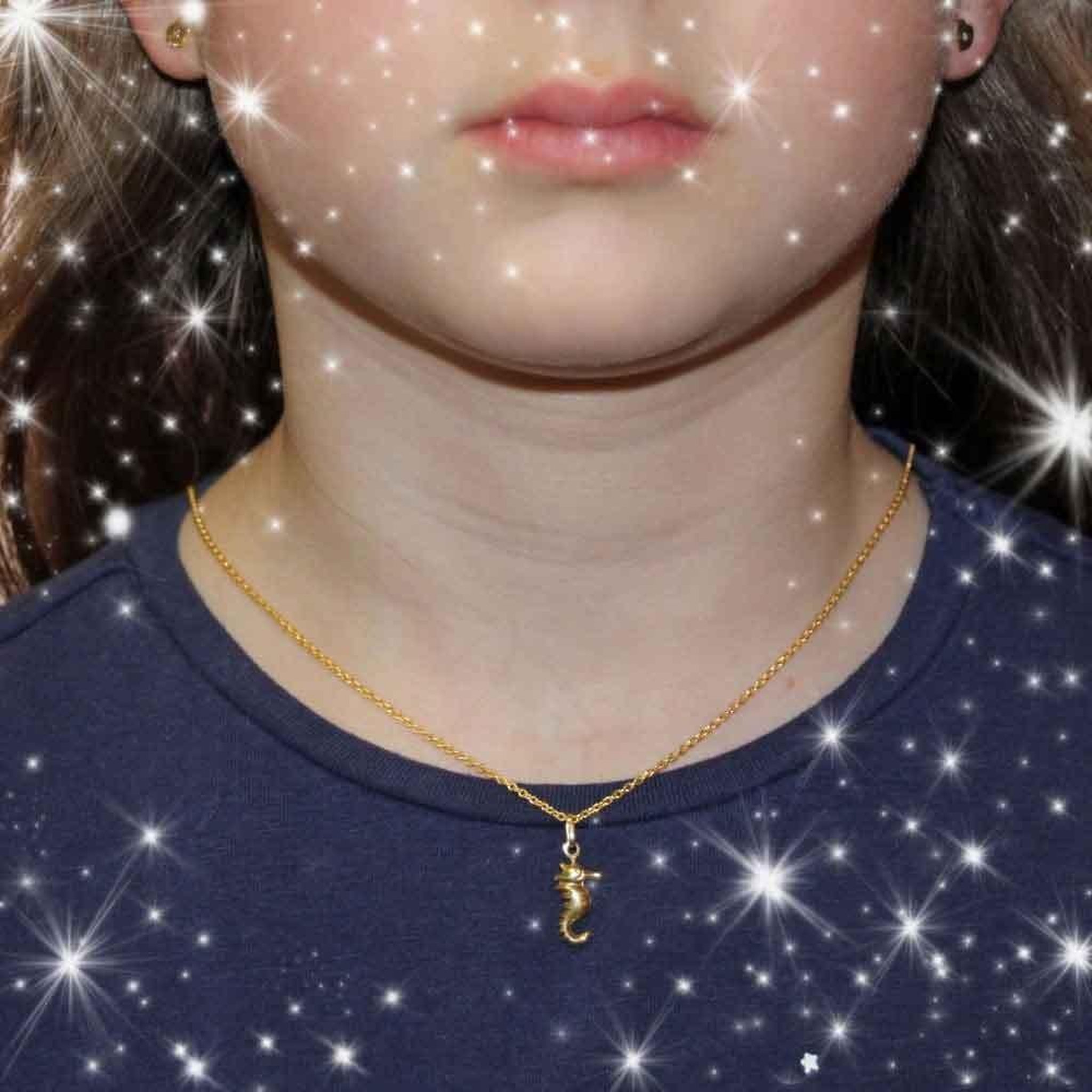Voir la diapositive 2 : L'ATELIER D'AZUR Collier - Pendentif Hippocampe Or Jaune - Chaine Dorée Offerte - Enfant
