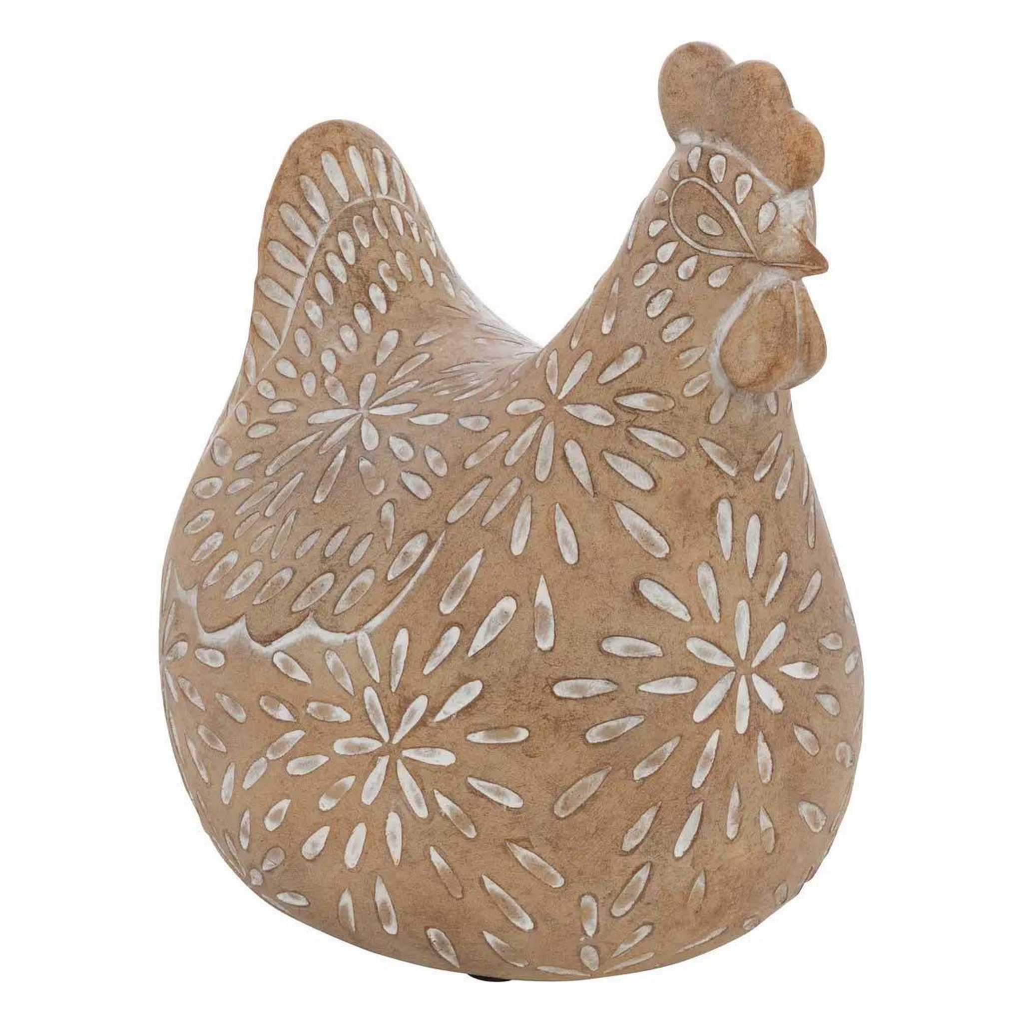 ATMOSPHERA Statuette poule déco  linda  12cm beige