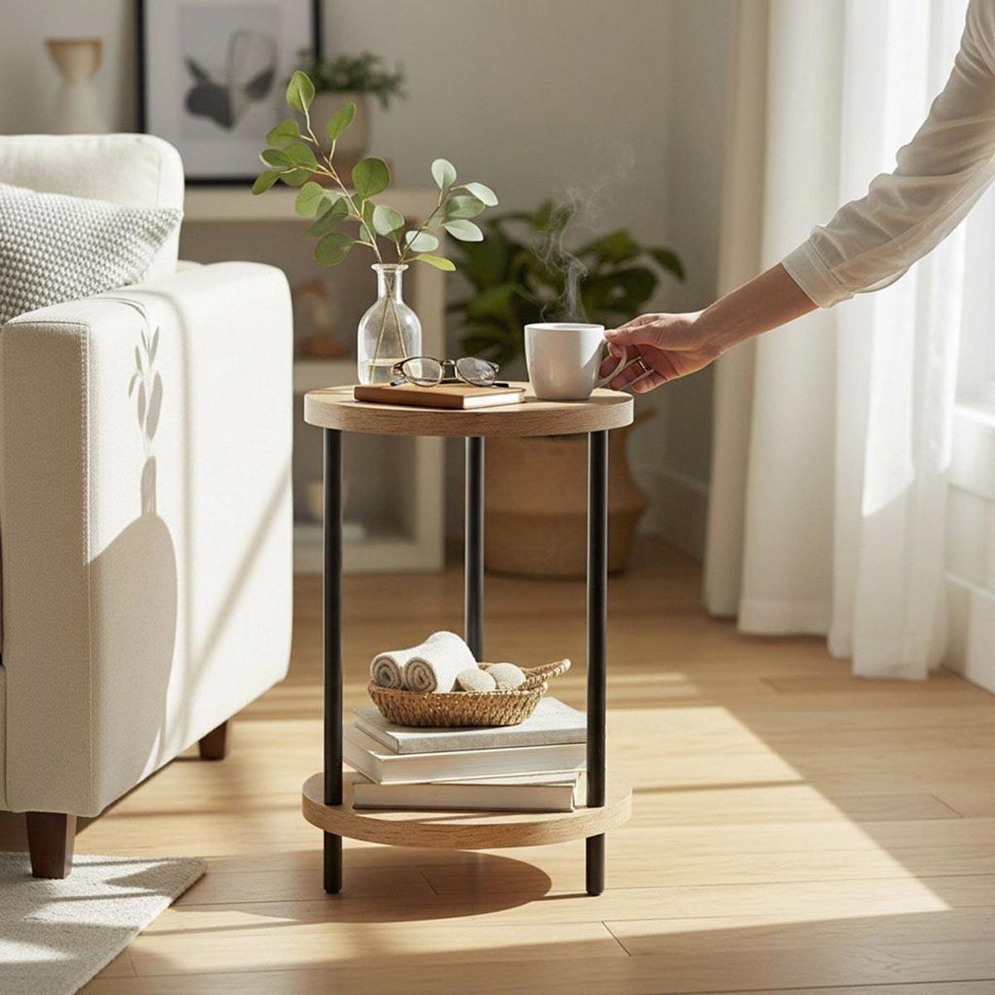 Voir la diapositive 3 : Paris Prix Table d'appoint 2 niveaux  ilona  50cm noir