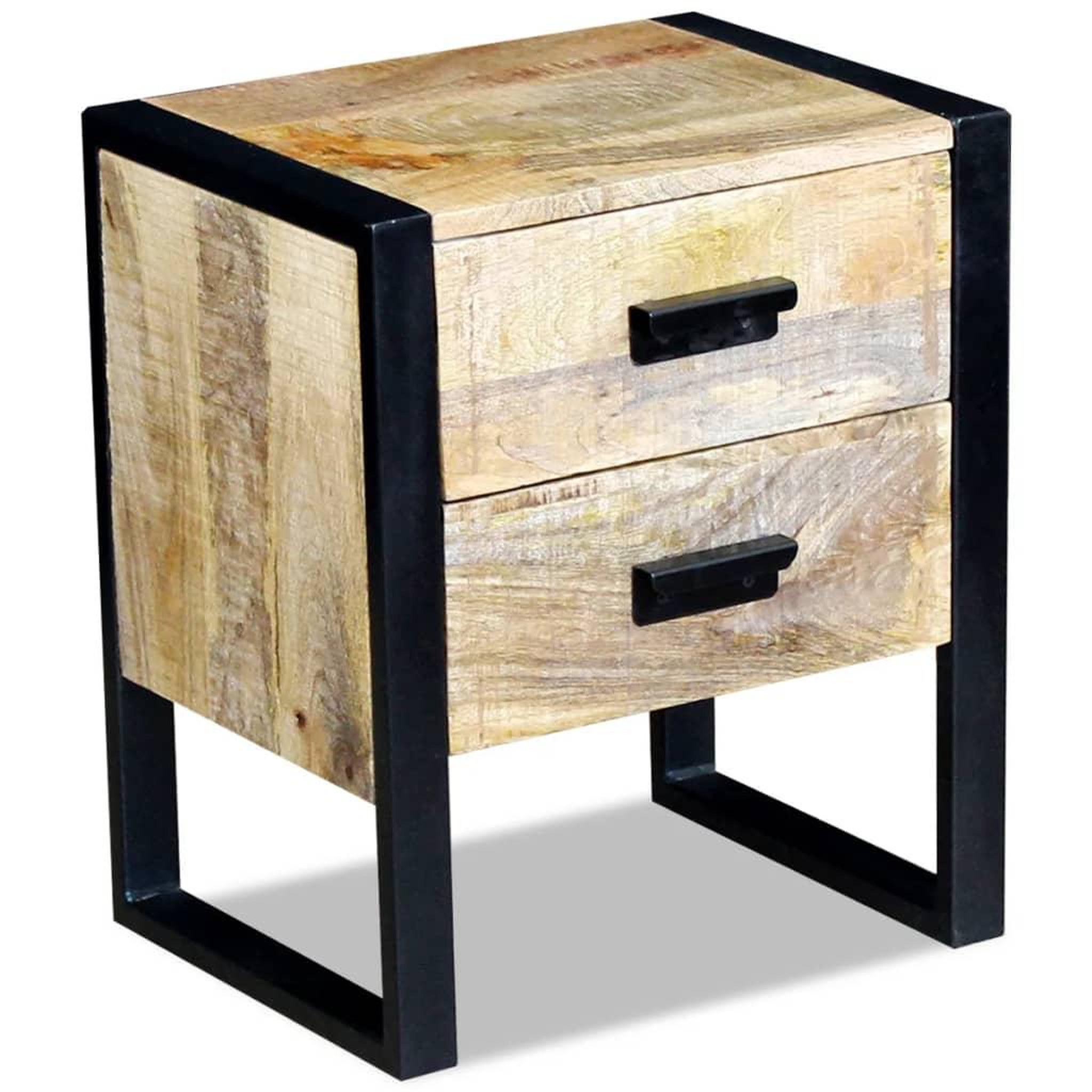 Voir la diapositive 2 : VIDAXL Table auxiliaire a 2 tiroirs bois manguier massif 43x33x51 cm
