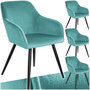 Voir la diapositive 1 : tectake Ensemble de 4 chaises cuir synthétique aspect velours turquoise/noir