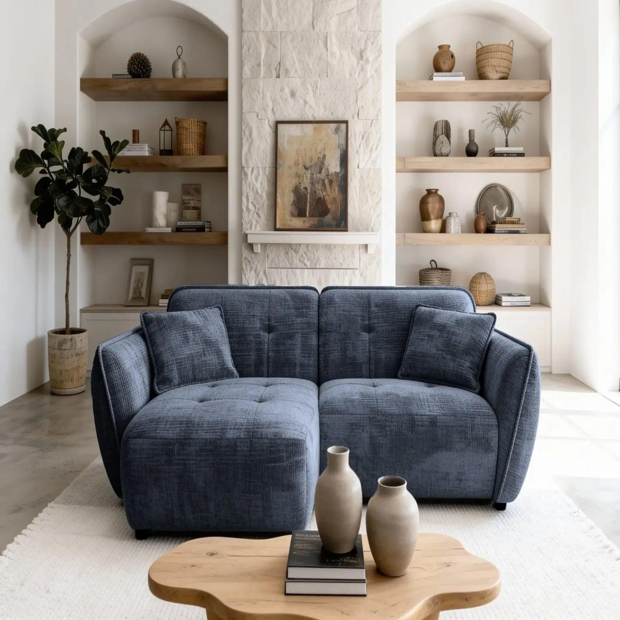 Voir la diapositive 3 : CASANOVA PARIS Mona - canapé d'angle tissu chenille 4 places droit