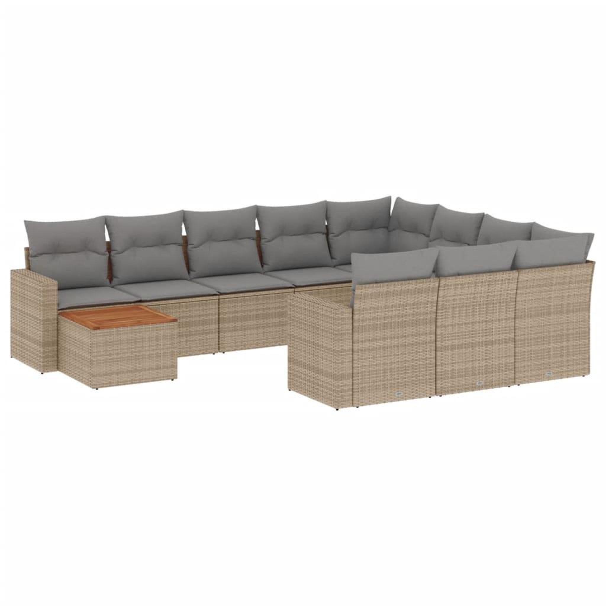 Voir la diapositive 2 : VIDAXL Salon de jardin et coussins 11 pcs melange beige resine tressee