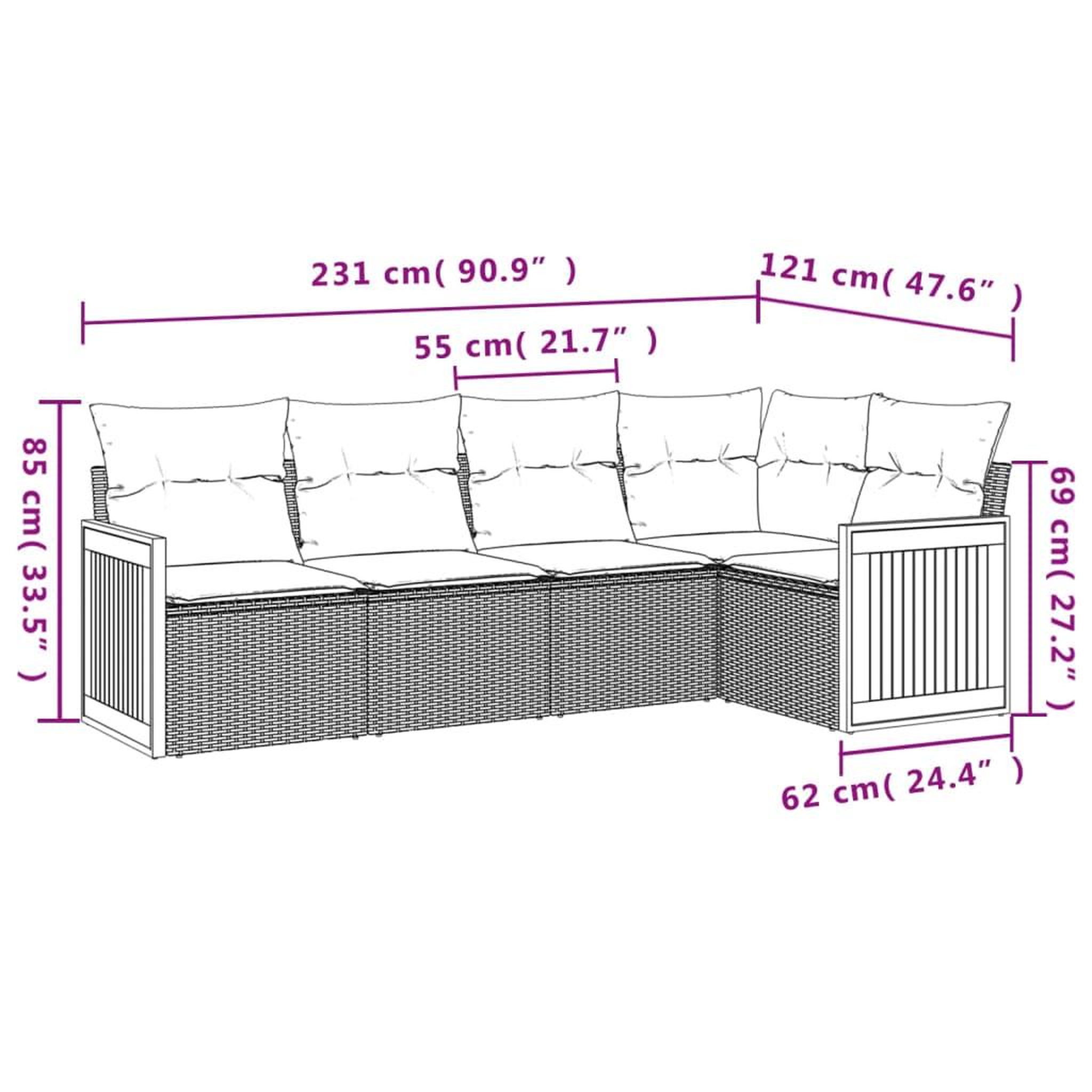 Voir la diapositive 6 : VIDAXL Salon de jardin 5 pcs avec coussins noir resine tressee