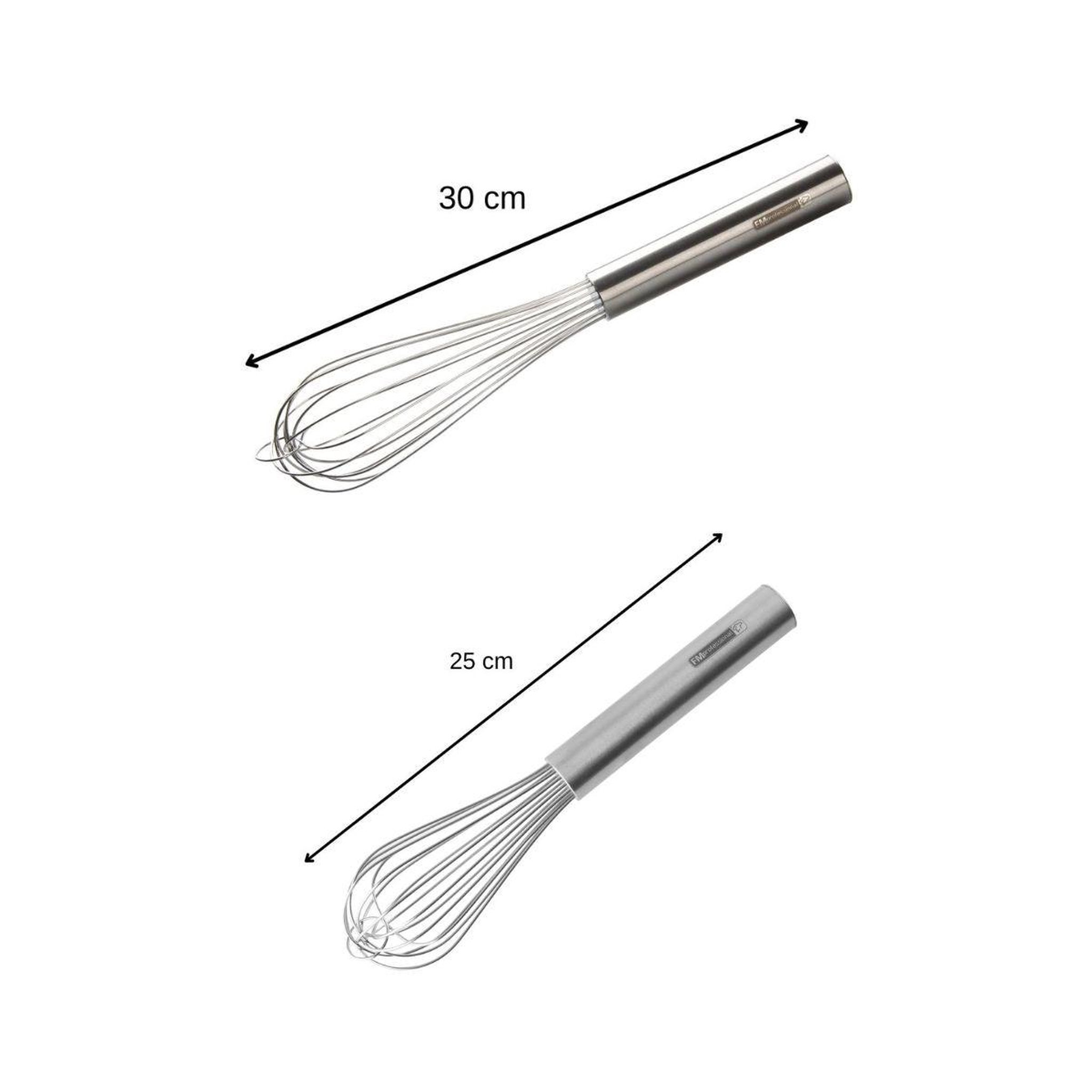 Voir la diapositive 3 : FM PROFESSIONAL Lot de 2 fouets de cuisine ou de pâtisserie en inox 25 cm et 30 cm fm professional pâtisserie