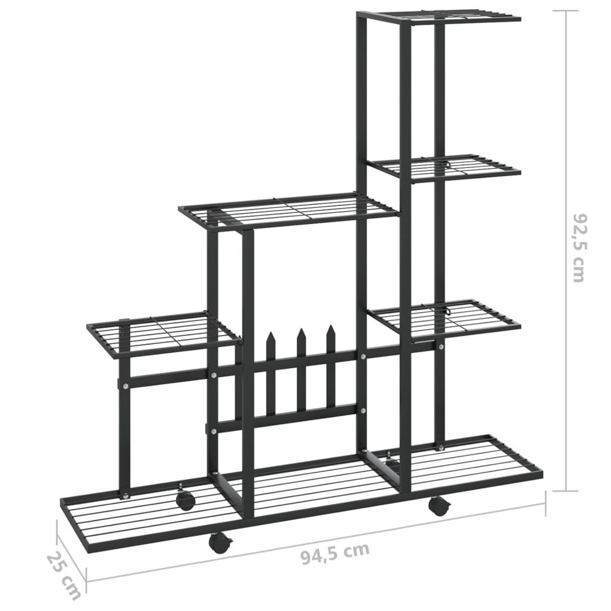 Voir la diapositive 6 : VIDAXL Support pour plantes sur roues 94,5x25x92,5 cm Noir Metal