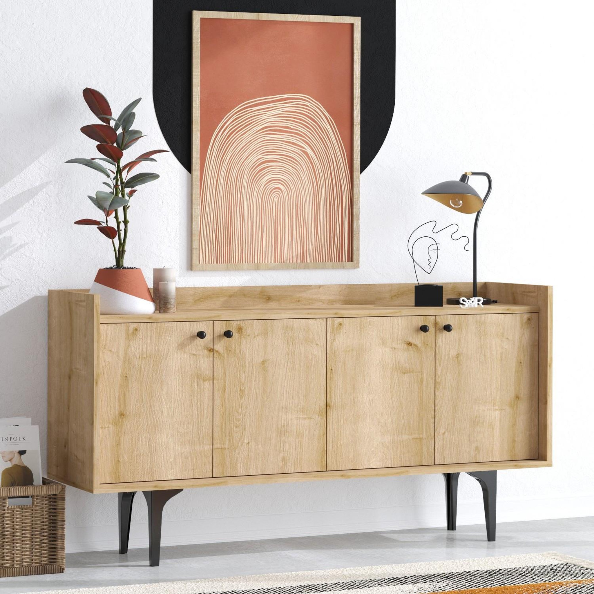 Voir la diapositive 2 : Habitat et Jardin Buffet en bois  navi  - 150 x 40 x 80 cm - beige