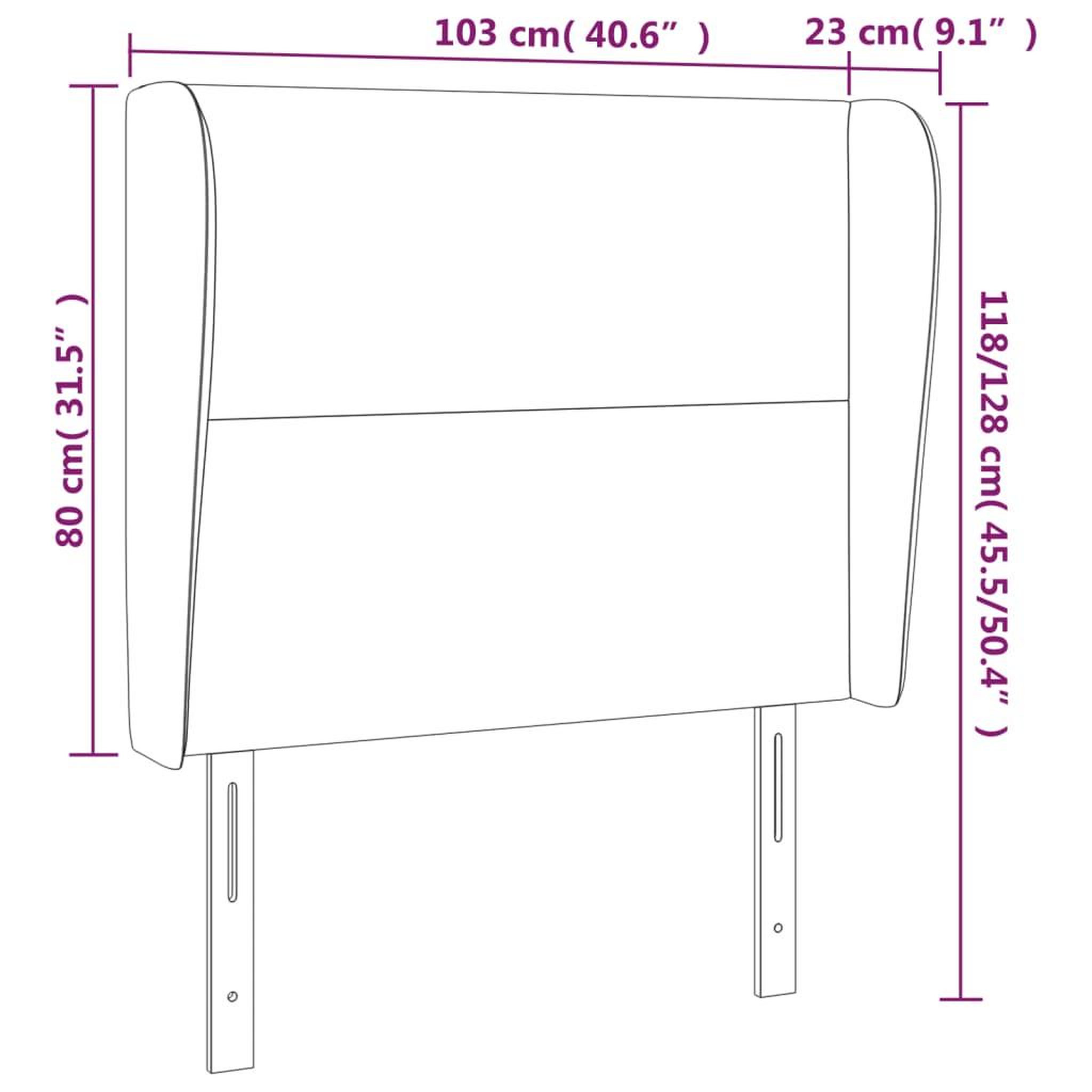 Voir la diapositive 6 : VIDAXL Tete de lit avec oreilles Taupe 103x23x118/128 cm Tissu