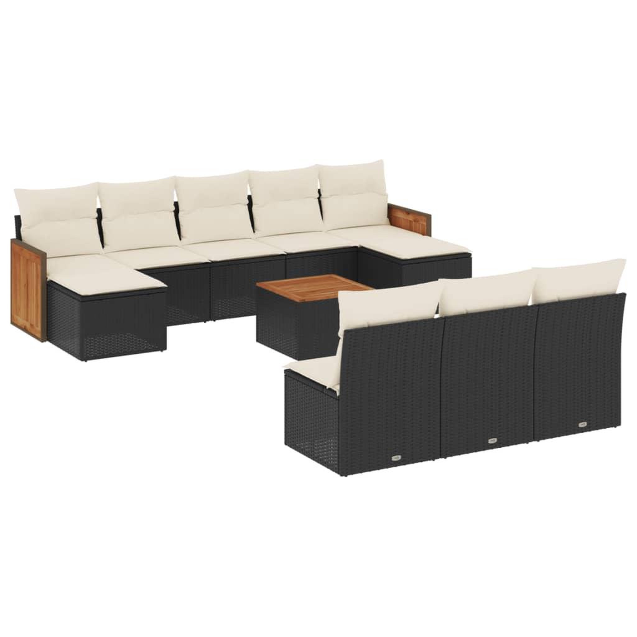 Voir la diapositive 2 : VIDAXL Salon de jardin 11 pcs avec coussins noir resine tressee
