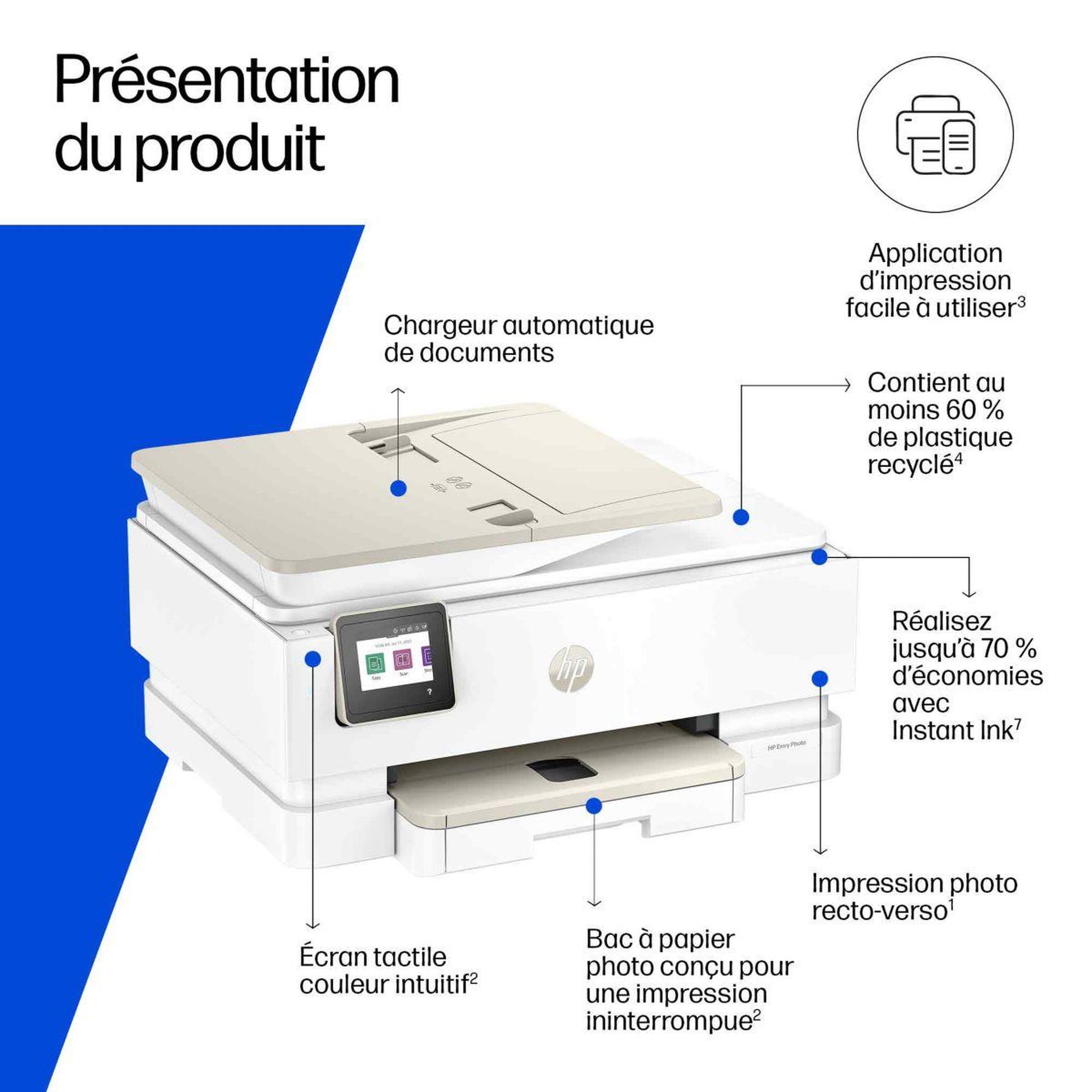 Voir la diapositive 3 : HP Imprimante jet d'encre envy photo 7934 éligible instant ink