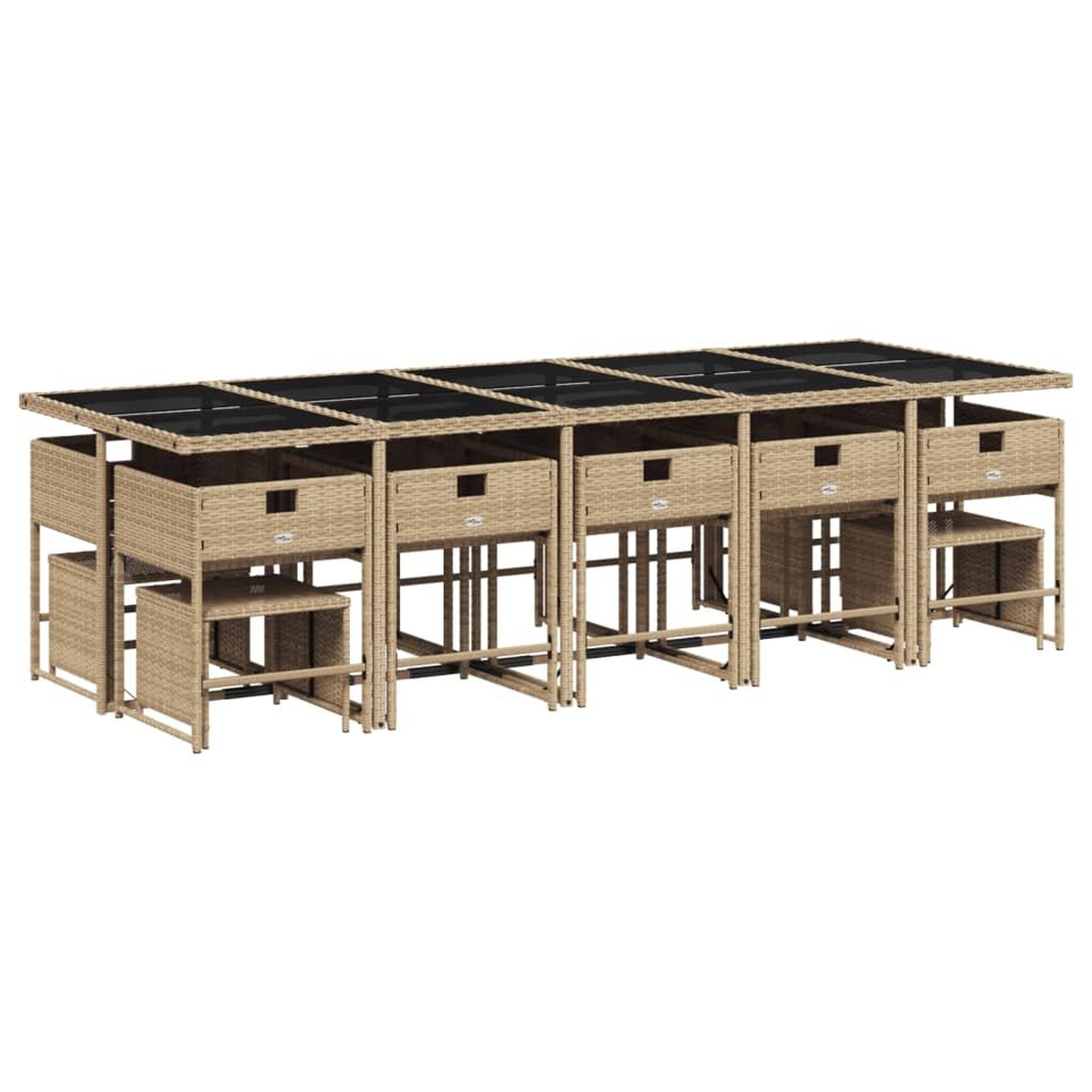 Voir la diapositive 5 : VIDAXL Ensemble a manger de jardin et coussins 15 pcs melange beige