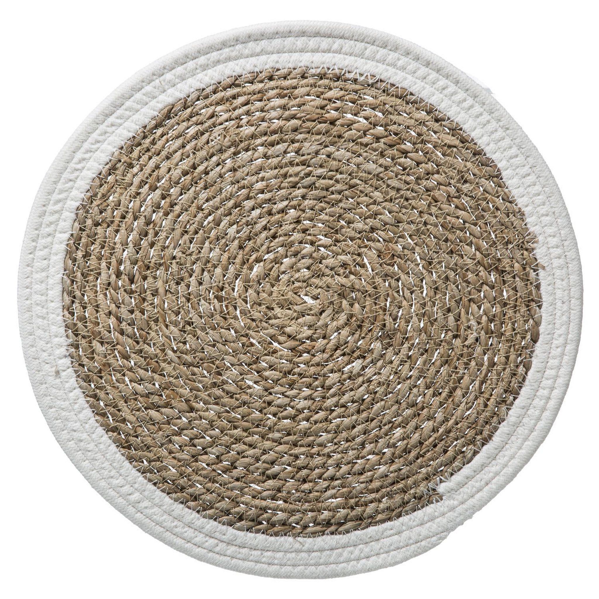 Voir la diapositive 3 : TOILINUX Lot de 6 sets de table rond en roseau et coton Pop
