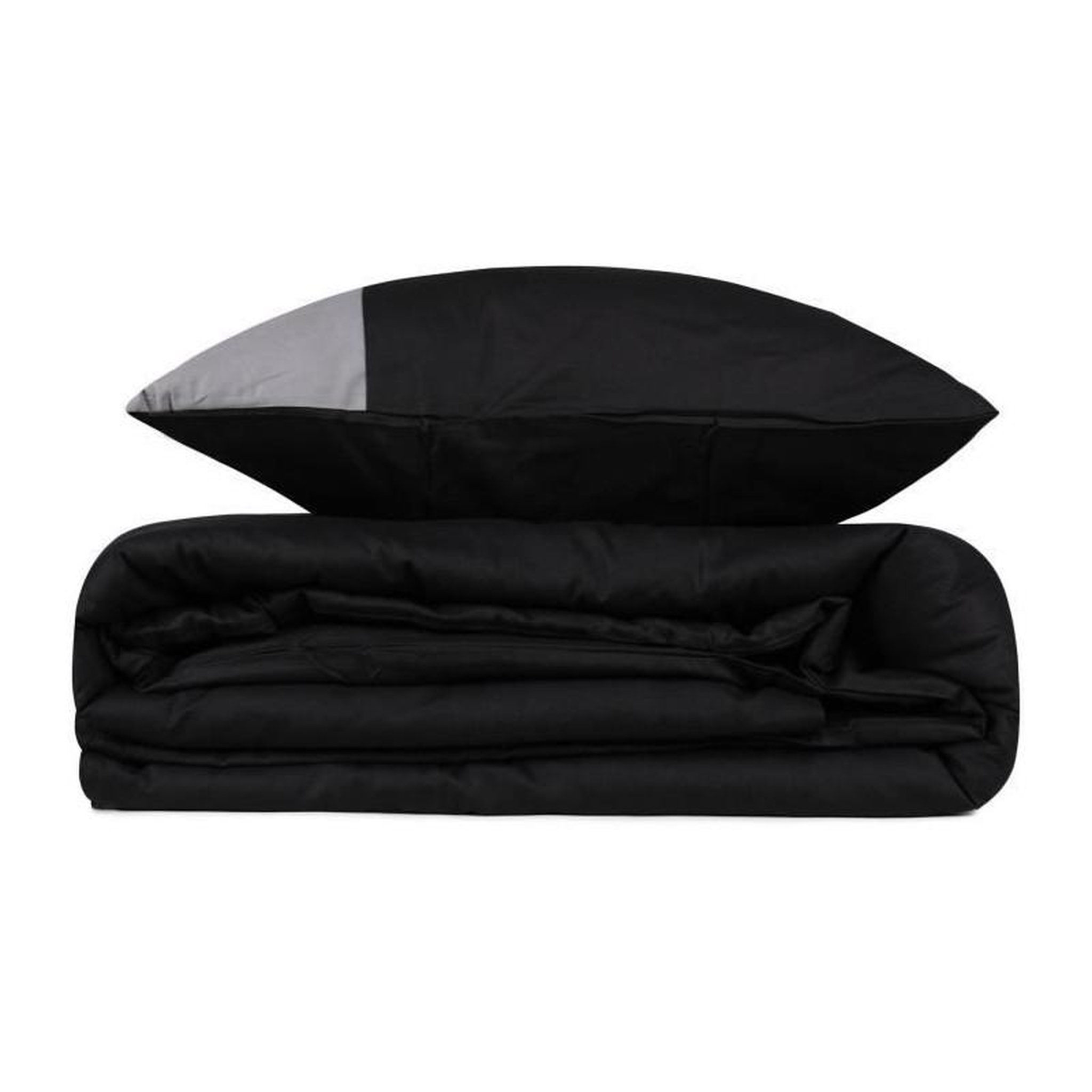 Voir la diapositive 3 : GENERIQUE Parure de lit - 129CTN62694 - 1 housse de couette 220 x 240 cm + 2 taies d'oreiller 60 x 60 cm - 100% coton ranforcé - Noir