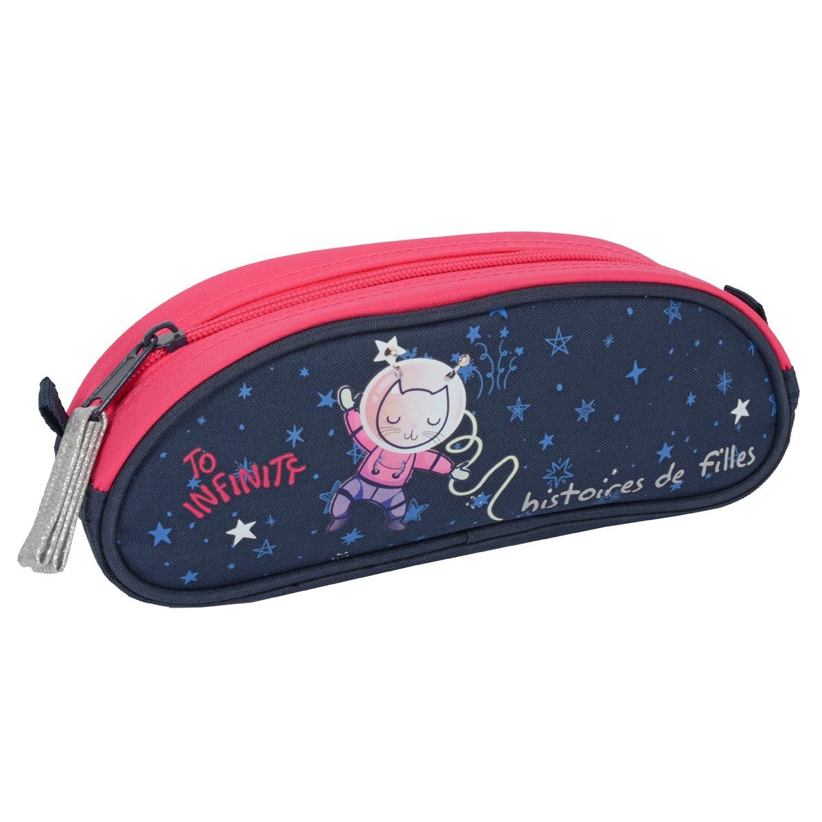 Histoires de filles  Trousse ovale fille bleu marine cosmos cat