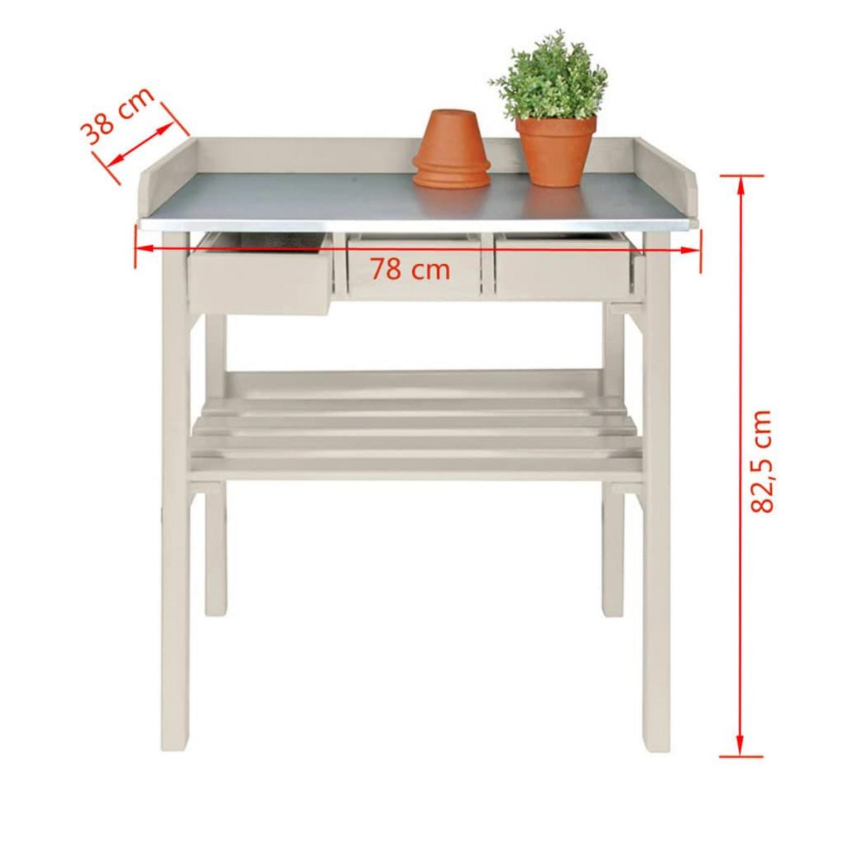 ESSCHERT DESIGN Esschert Design Banc de travail de jardin blanc CF29W