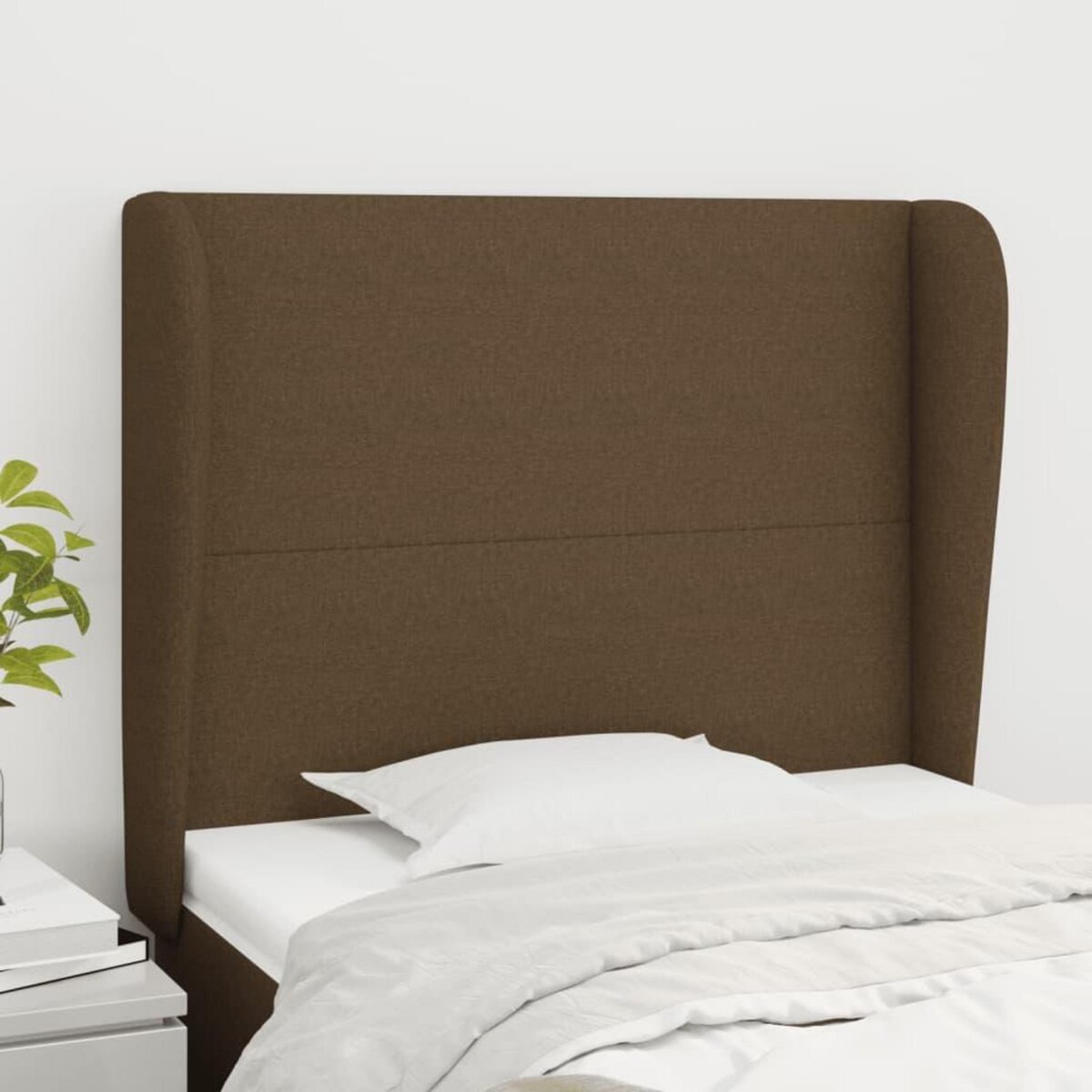 VIDAXL Tete de lit avec oreilles Marron fonce 103x23x118/128 cm Tissu