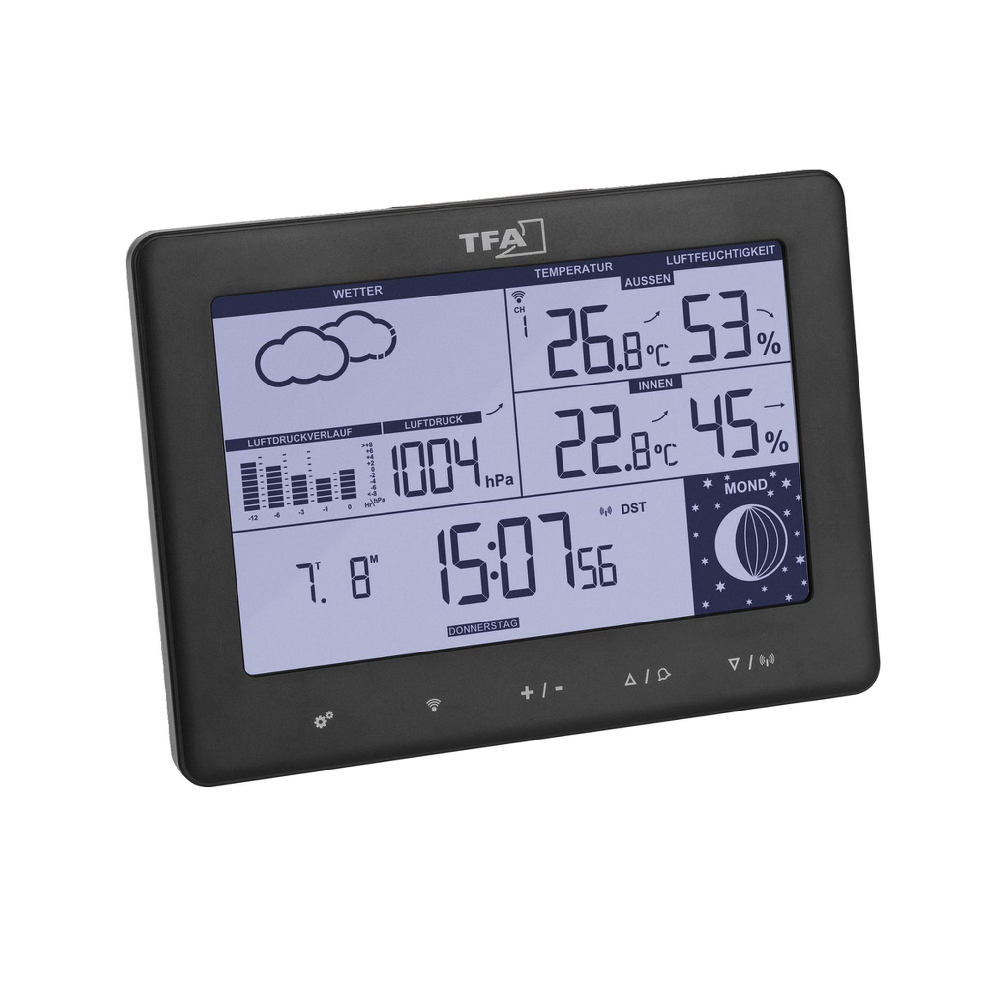 Voir la diapositive 2 : TFA Station météo Radio TFA  couleur noir