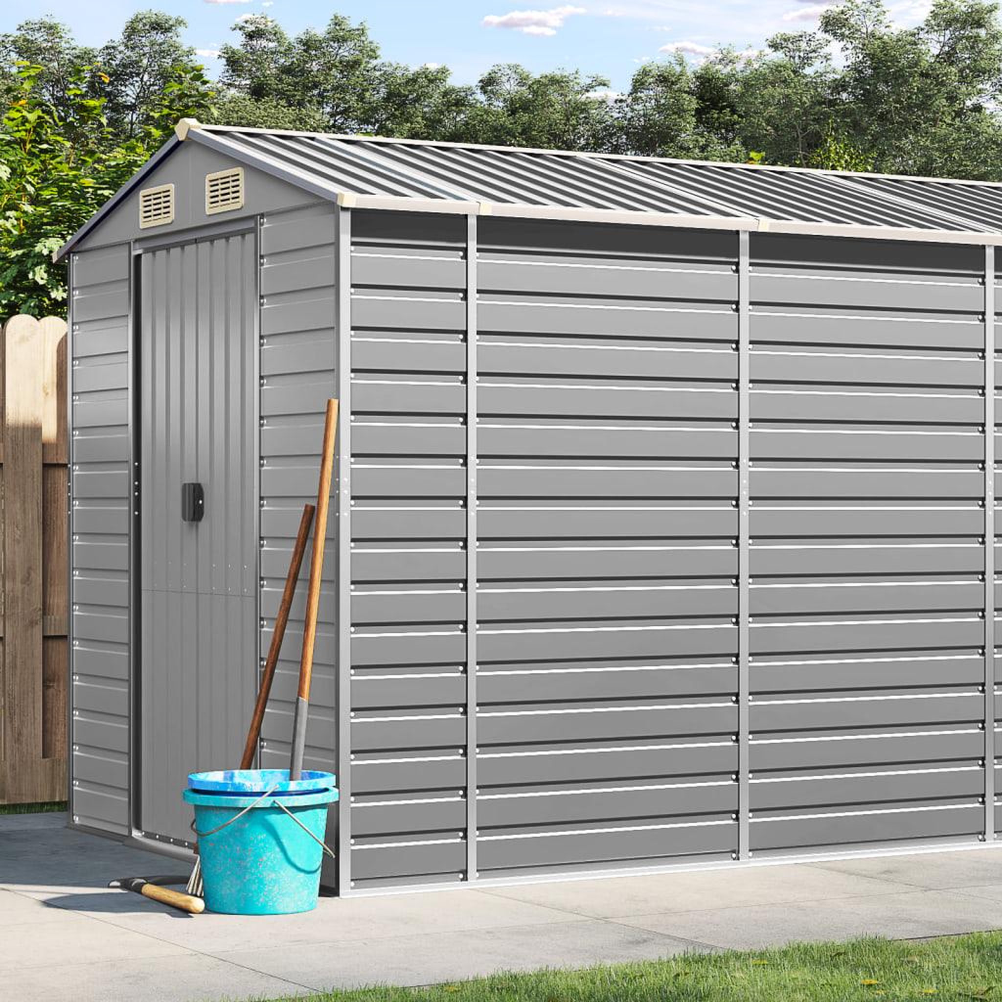 VIDAXL Abri de jardin gris clair 191x895x198 cm acier galvanise