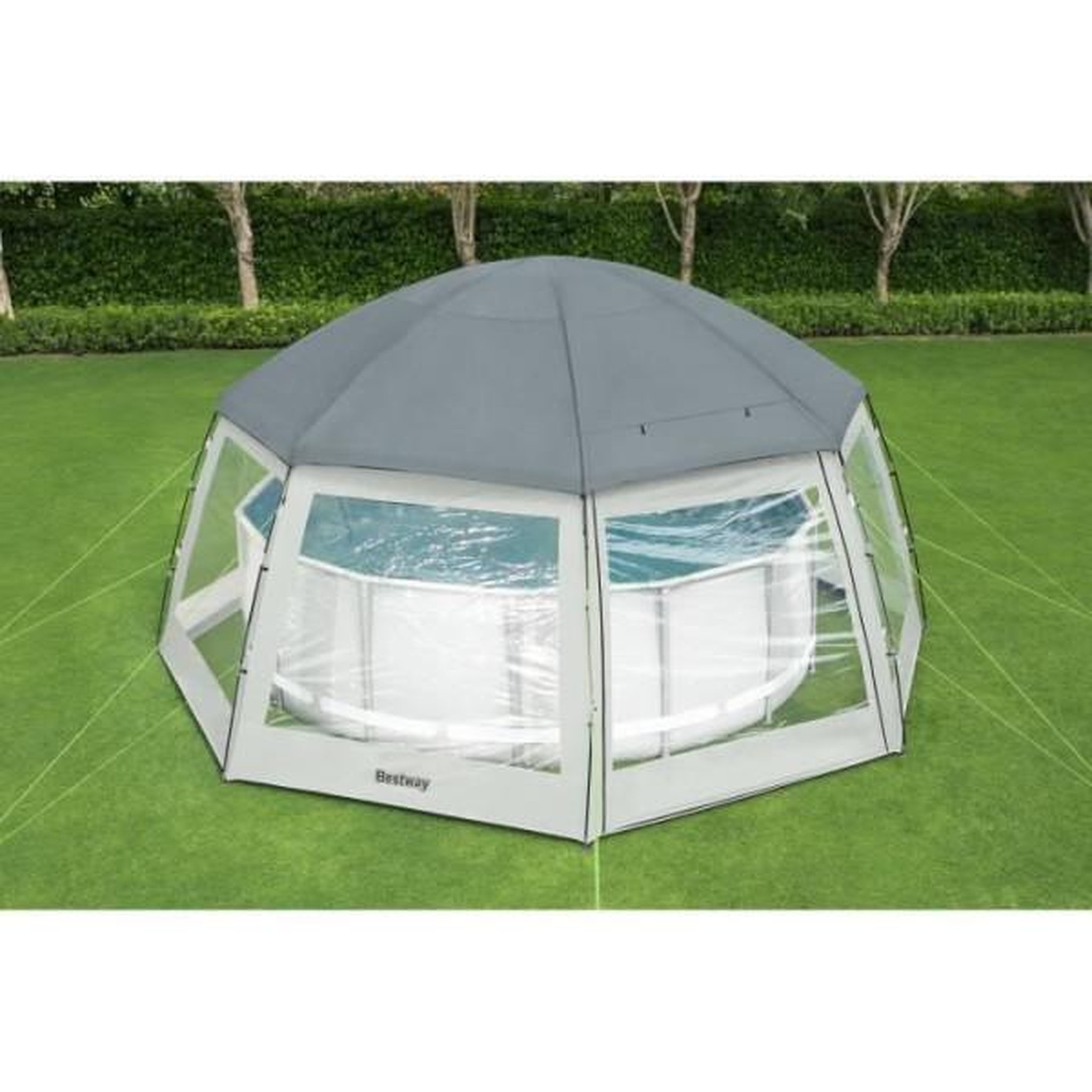 Voir la diapositive 2 : BESTWAY Bestway - dôme de protection pour piscine - octogonal 600 x 600 x 295 cm - gris