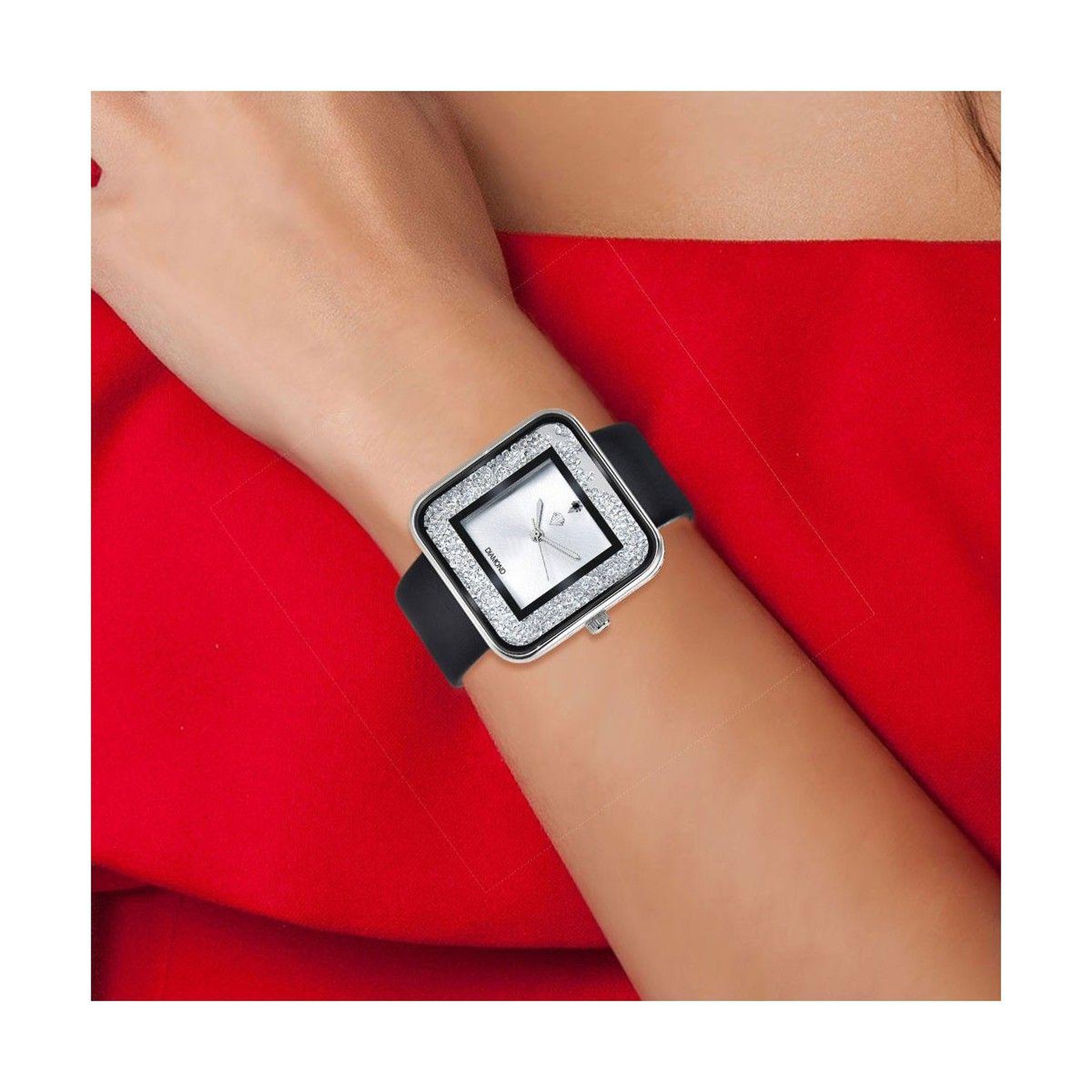 Voir la diapositive 2 : SC CRYSTAL Montre élégante Leila SC Crystal ornée d'un véritable diamant noir