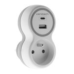 ZENITECH Prise 16A avec chargeurs USB A+C  Blanc et Gris  Zenitech