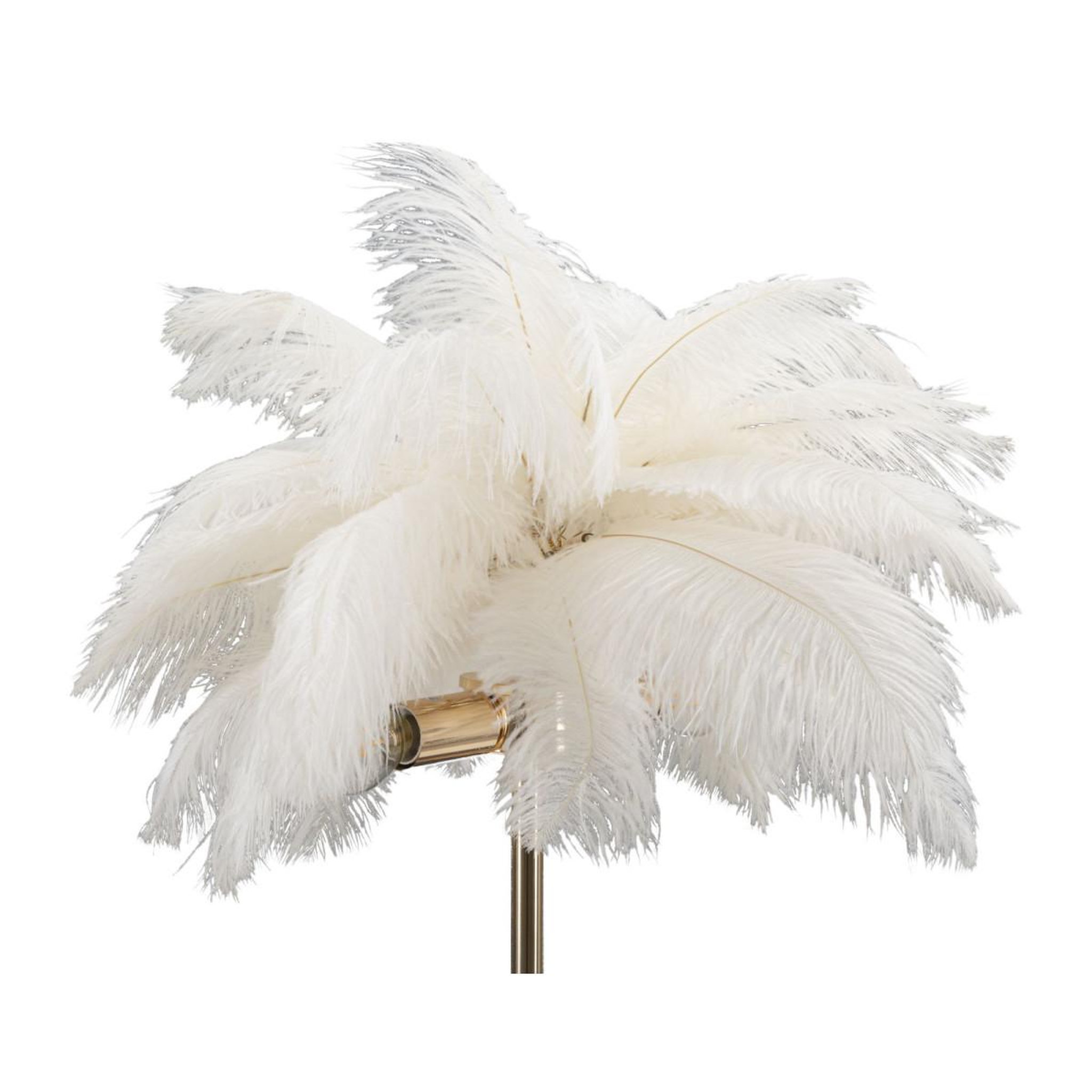 Voir la diapositive 2 : Paris Prix Lampe à poser imitation plume  palm  60cm or & blanc