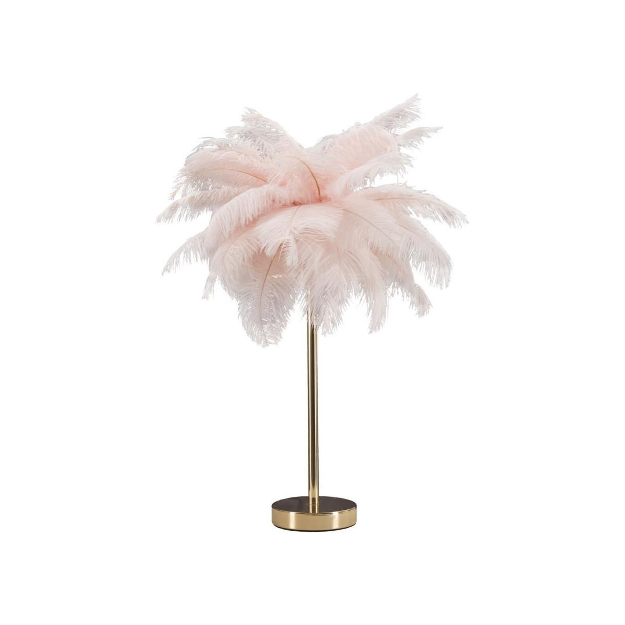 Paris Prix Lampe à poser imitation plume  palm  60cm or & rose