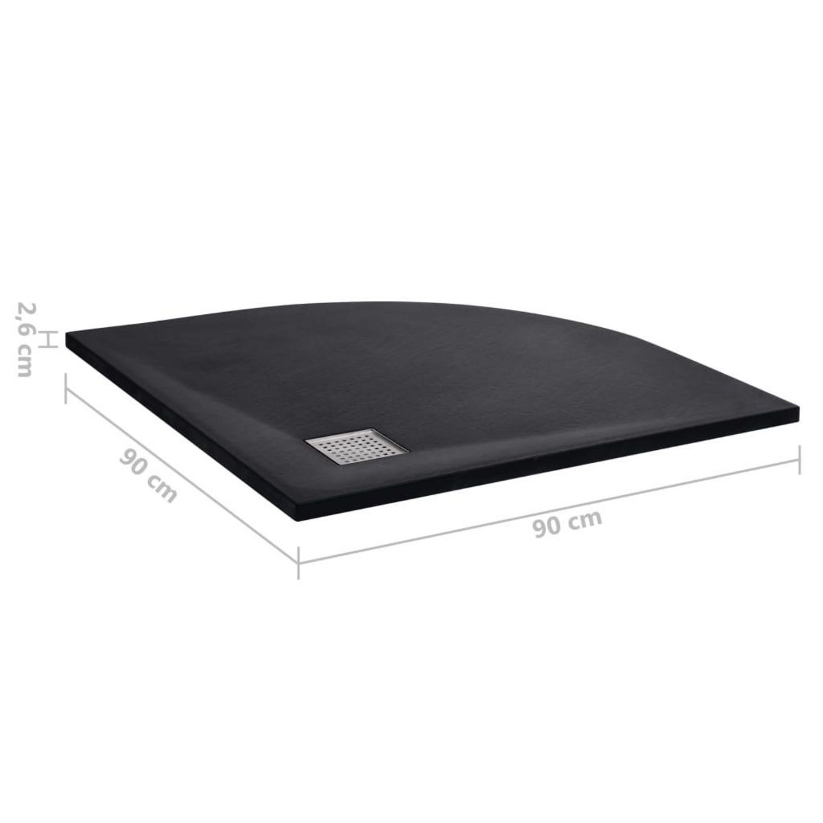 VIDAXL Receveur de douche SMC Noir 90x90 cm