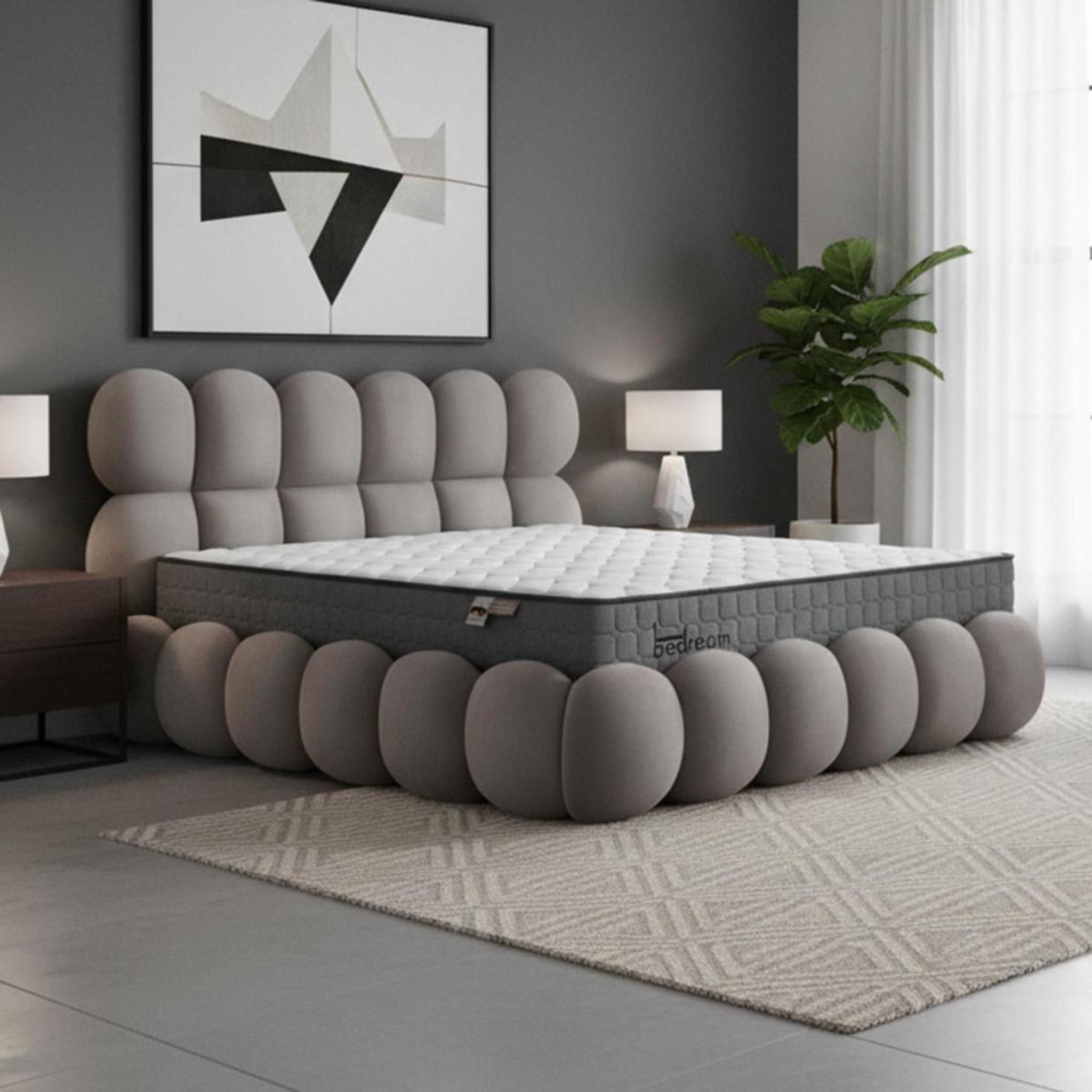 Voir la diapositive 6 : Paris Prix Pack lit coffre en velours & matelas  bubble & goodream  180x200cm gris