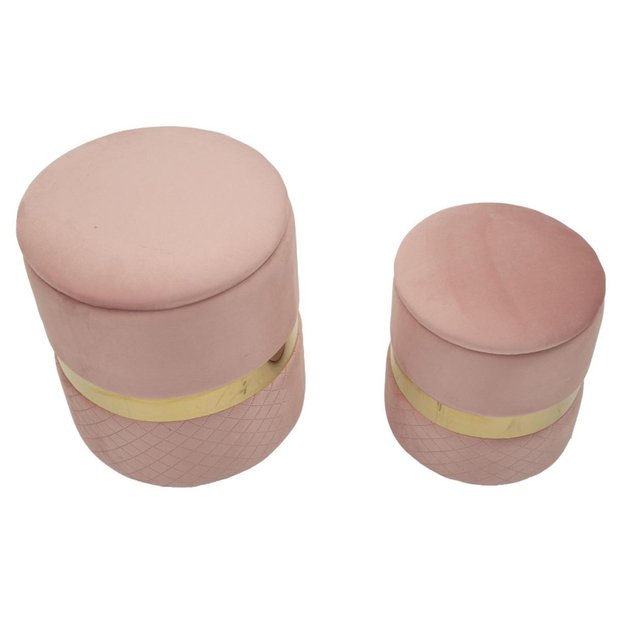 Voir la diapositive 3 : Paris Prix Lot de 2 poufs coffres  sheffild  42cm rose & or