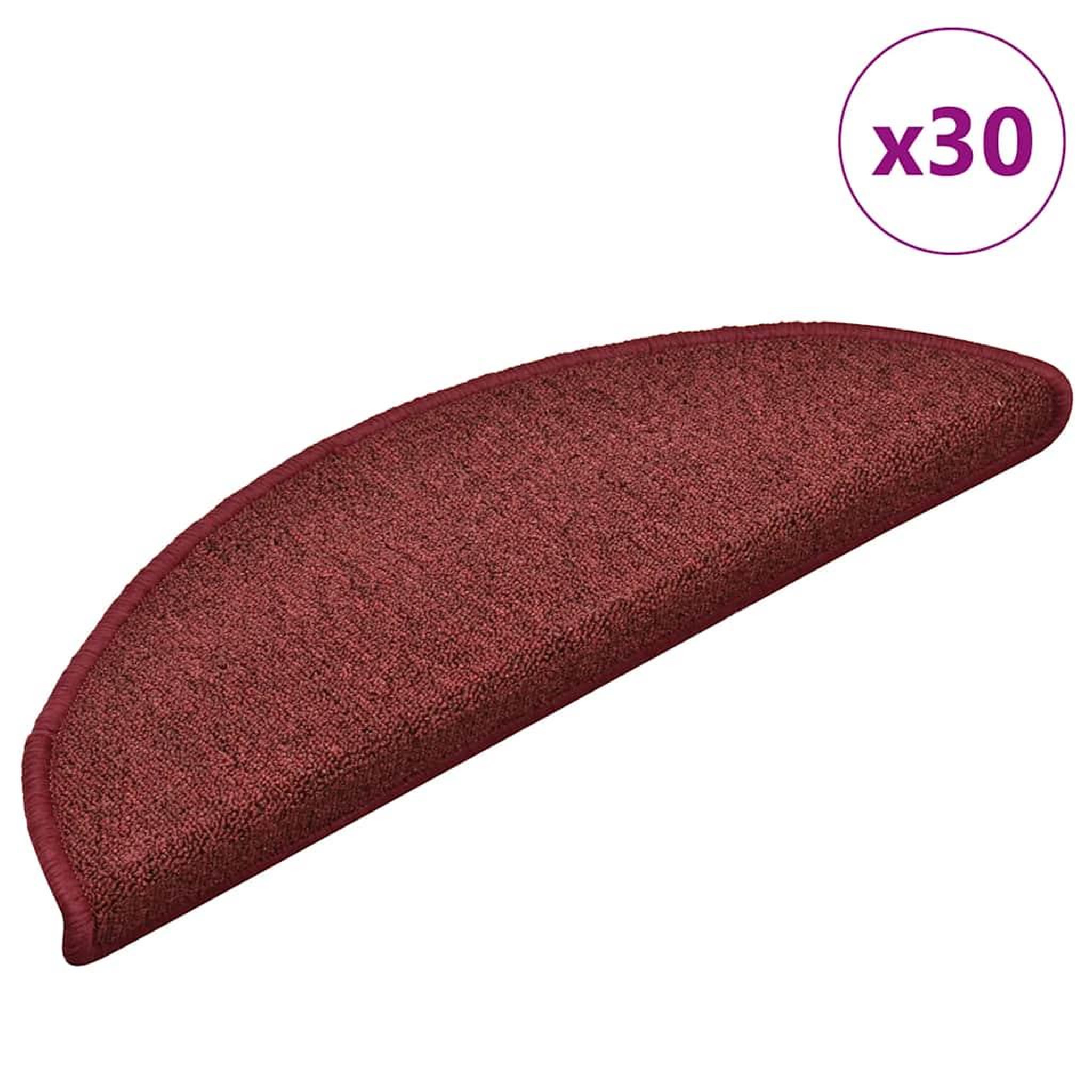 VIDAXL Tapis d'escalier 30 pcs rouge 56x17x3 cm