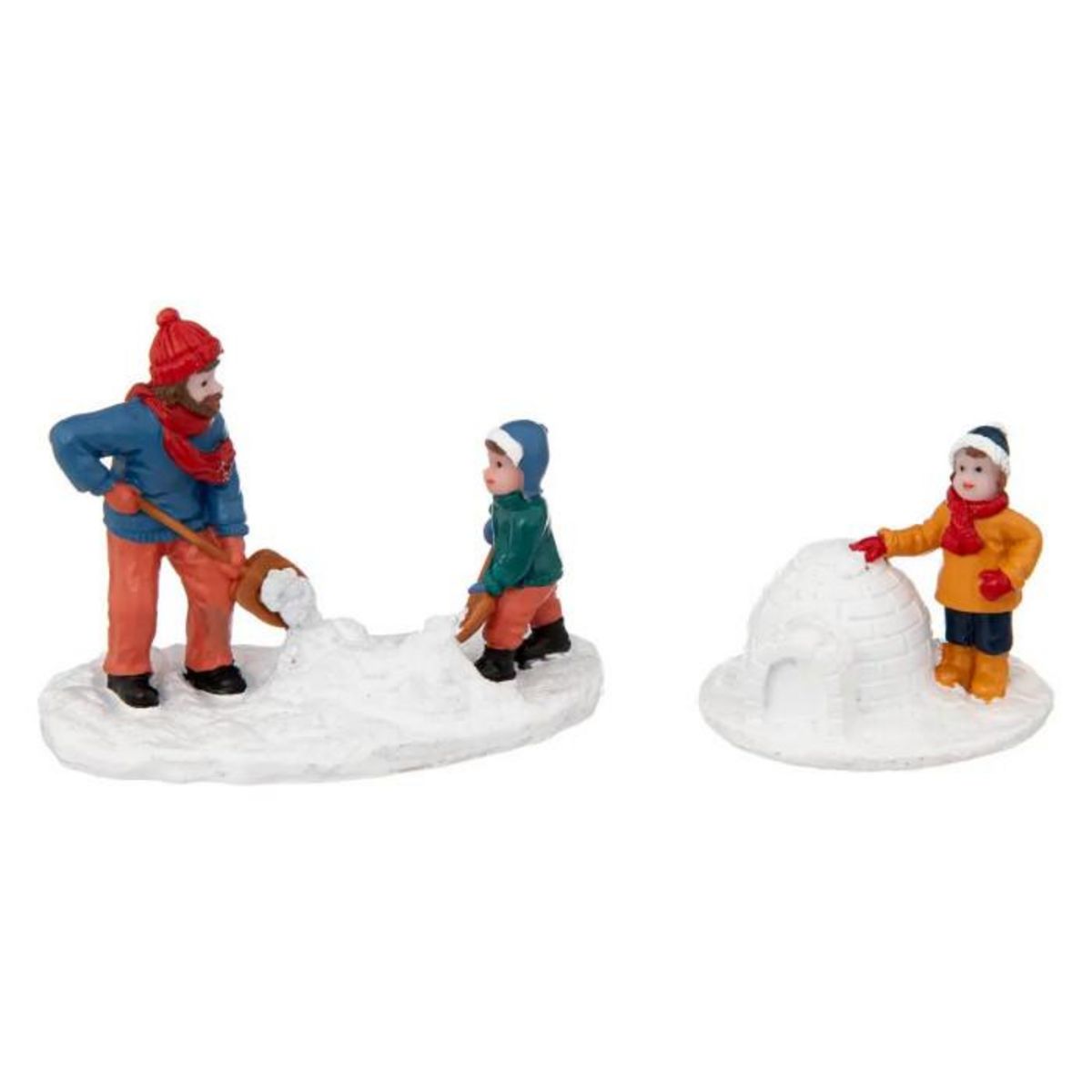 FEERIC LIGHT & CHRISTMAS Lot de 2 Personnages Village de Noël  Jeu Neige  17cm Multicolore