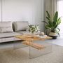 Voir la diapositive 5 : TOILINUX Table basse carrée 1 étagère Crystallia en bois massif - Marron clair