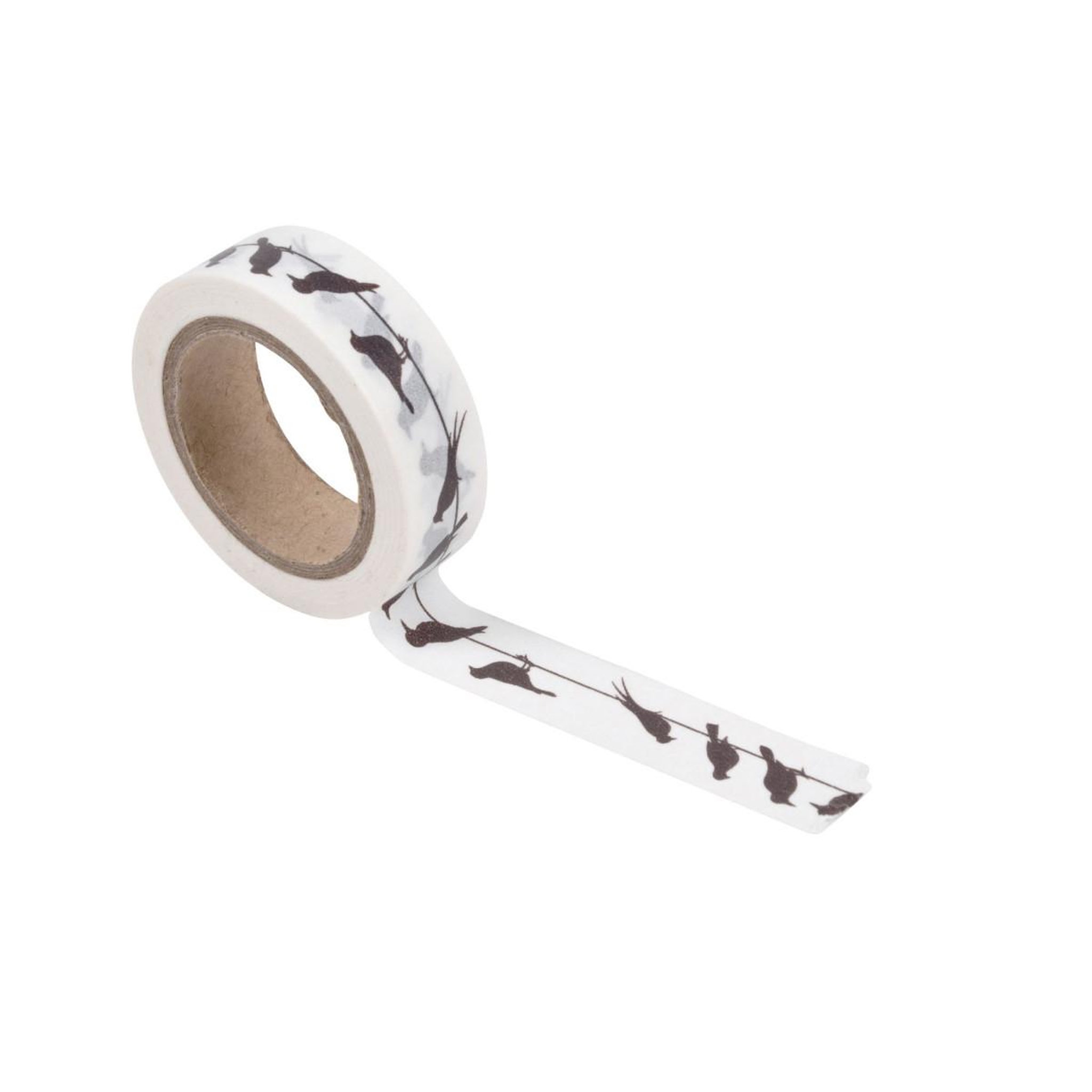 Voir la diapositive 1 : HOMEA Ruban masking tape  oiseaux  5m blanc