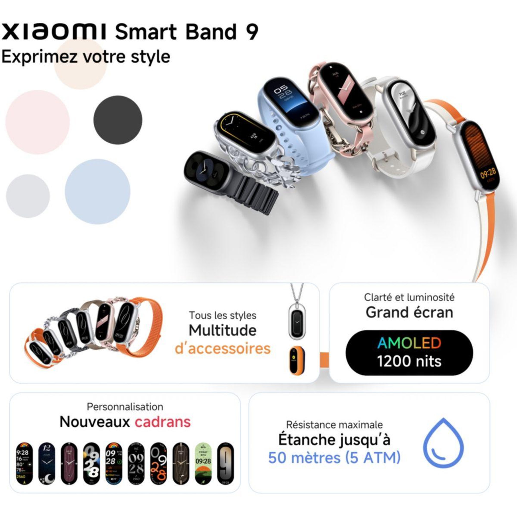 Voir la diapositive 5 : XIAOMI Montre connectée Smart Band 9 Bleu