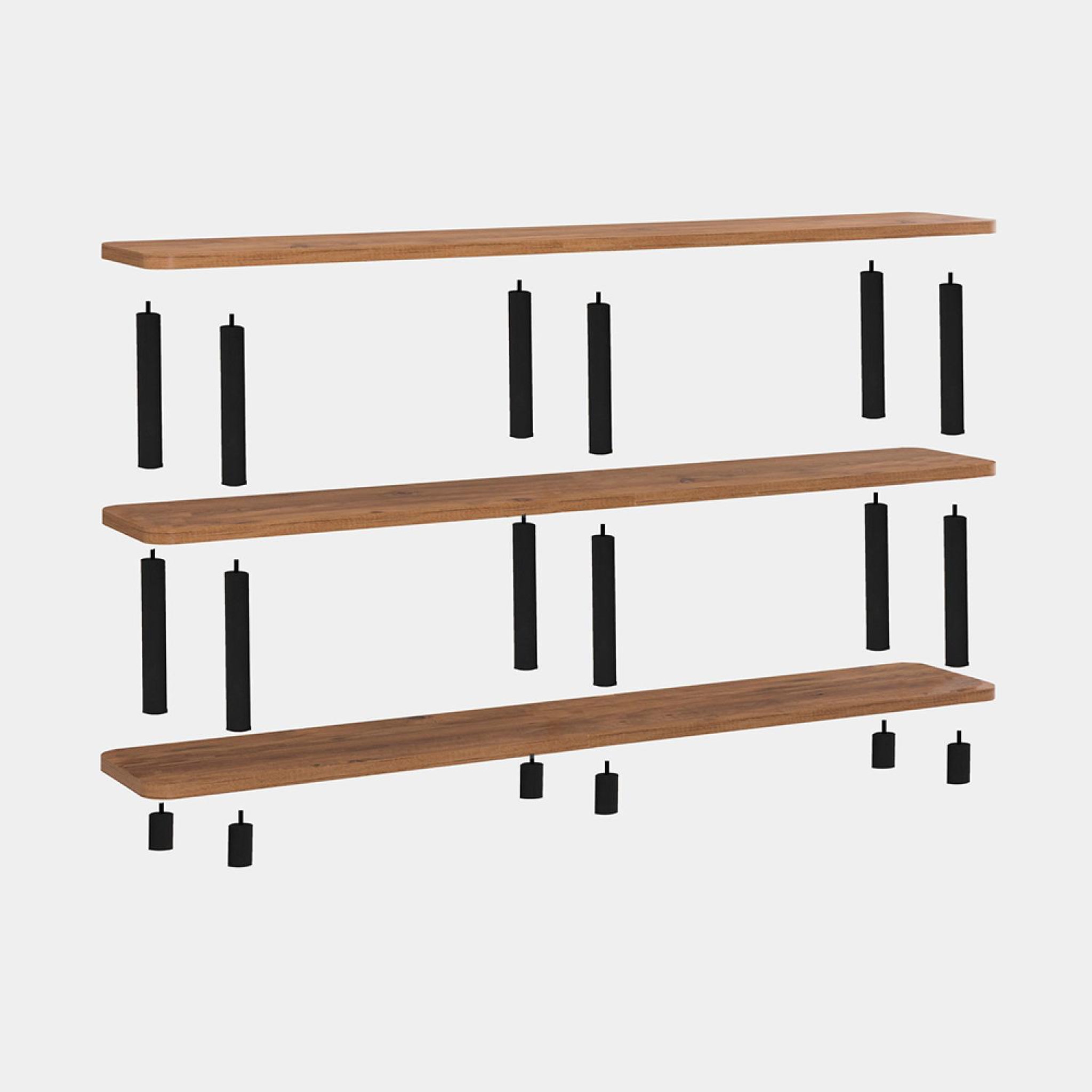 Voir la diapositive 4 : CONCEPT USINE Étagère design basse noir et bois 180 cm sofie