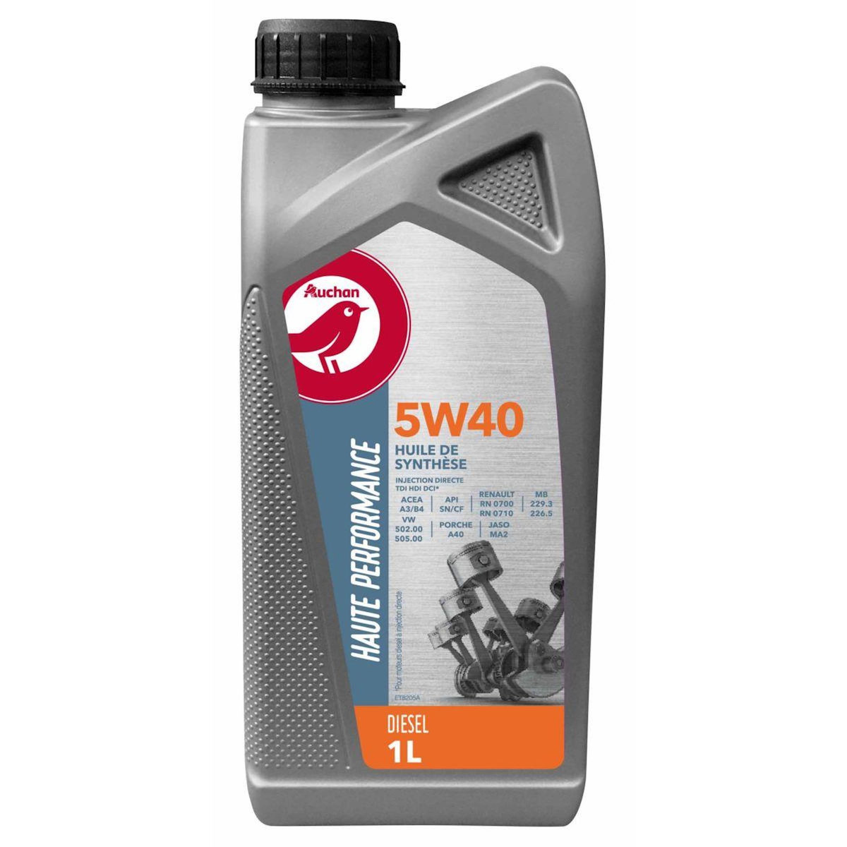 AUCHAN Huile de synthèse turbodiesel 5W40  1 L