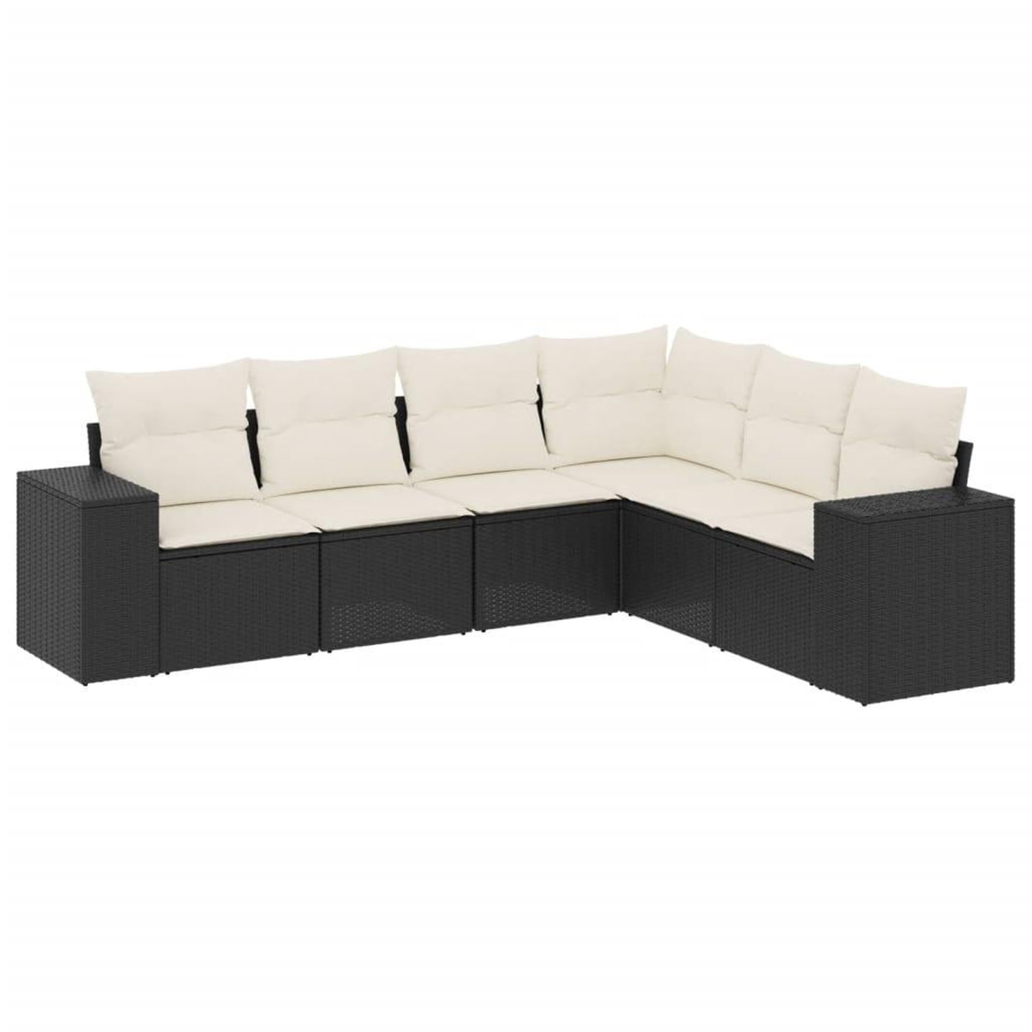 Voir la diapositive 2 : VIDAXL Salon de jardin 6 pcs avec coussins noir resine tressee