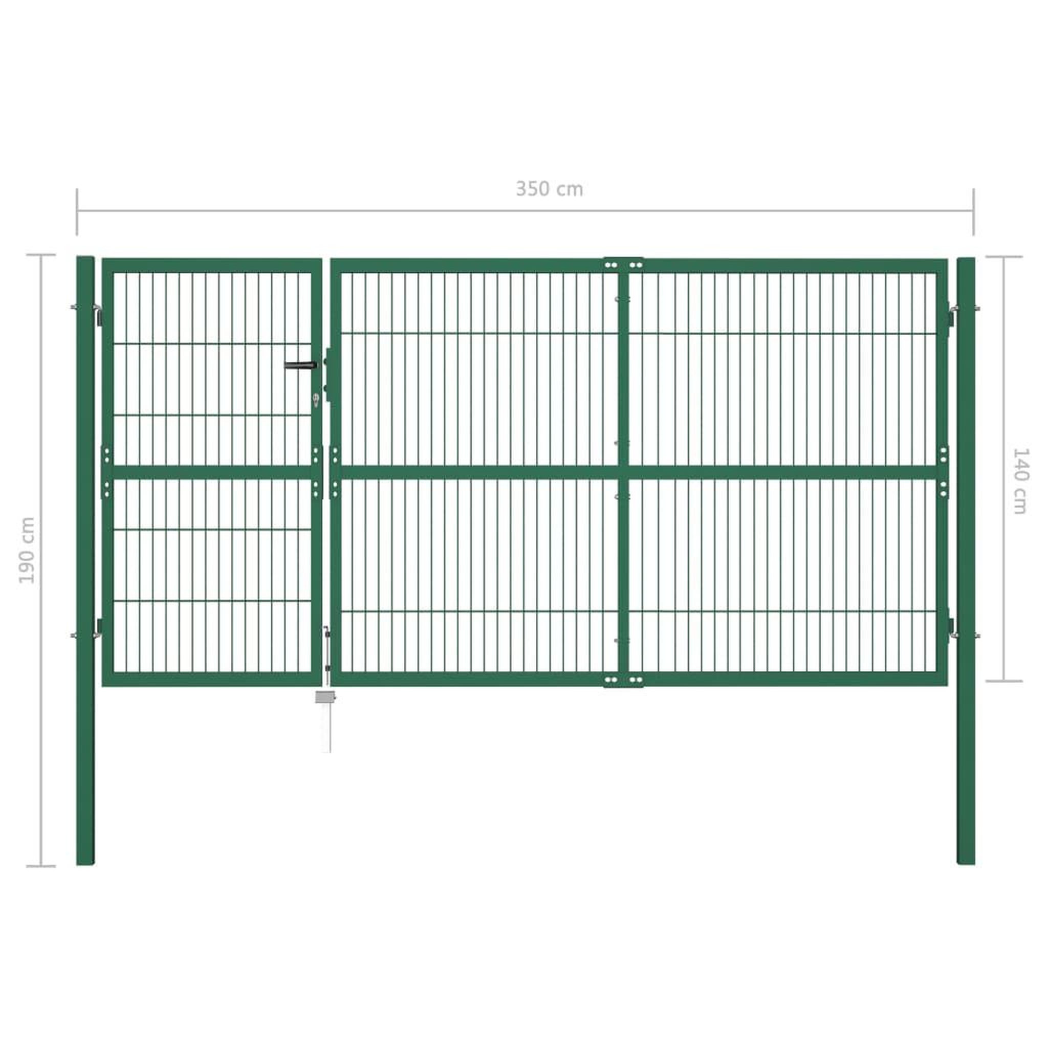 Voir la diapositive 6 : VIDAXL Portail de cloture de jardin avec poteaux 350x140 cm Acier Vert