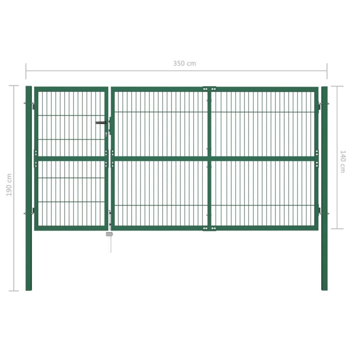 VIDAXL Portail de cloture de jardin avec poteaux 350x140 cm Acier Vert