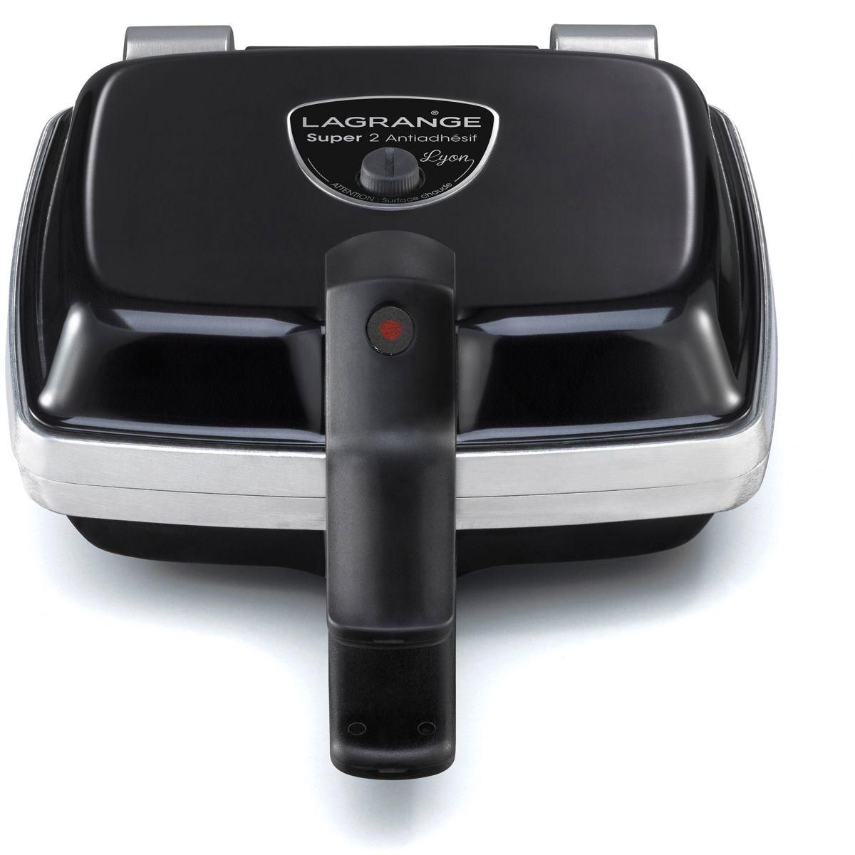 LAGRANGE Croque, gaufrier, gaufrette super 2 antiadhésif noir gaufres +GT+CM