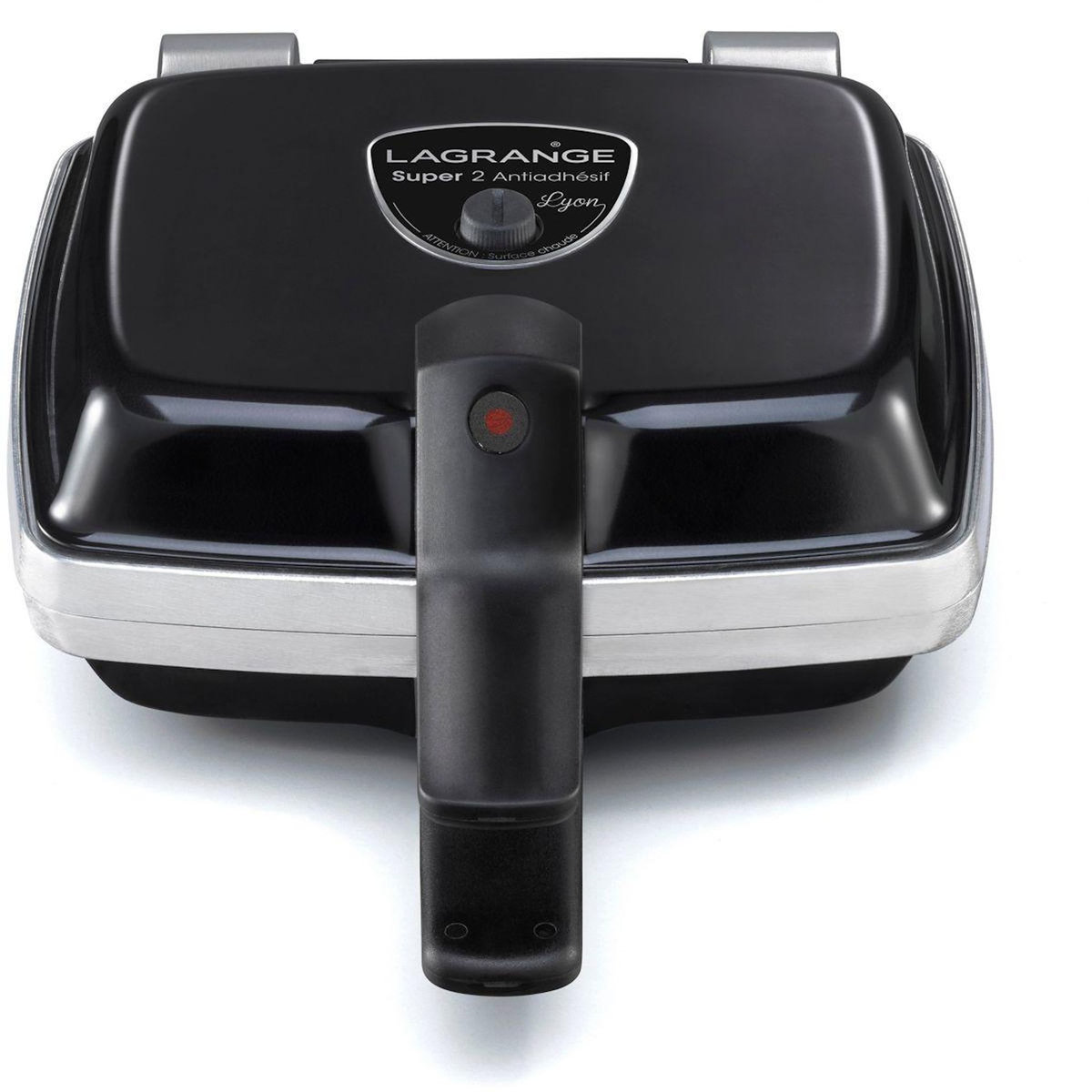LAGRANGE Gaufrier super 2 antiadhésif noir gaufres +GT+CM