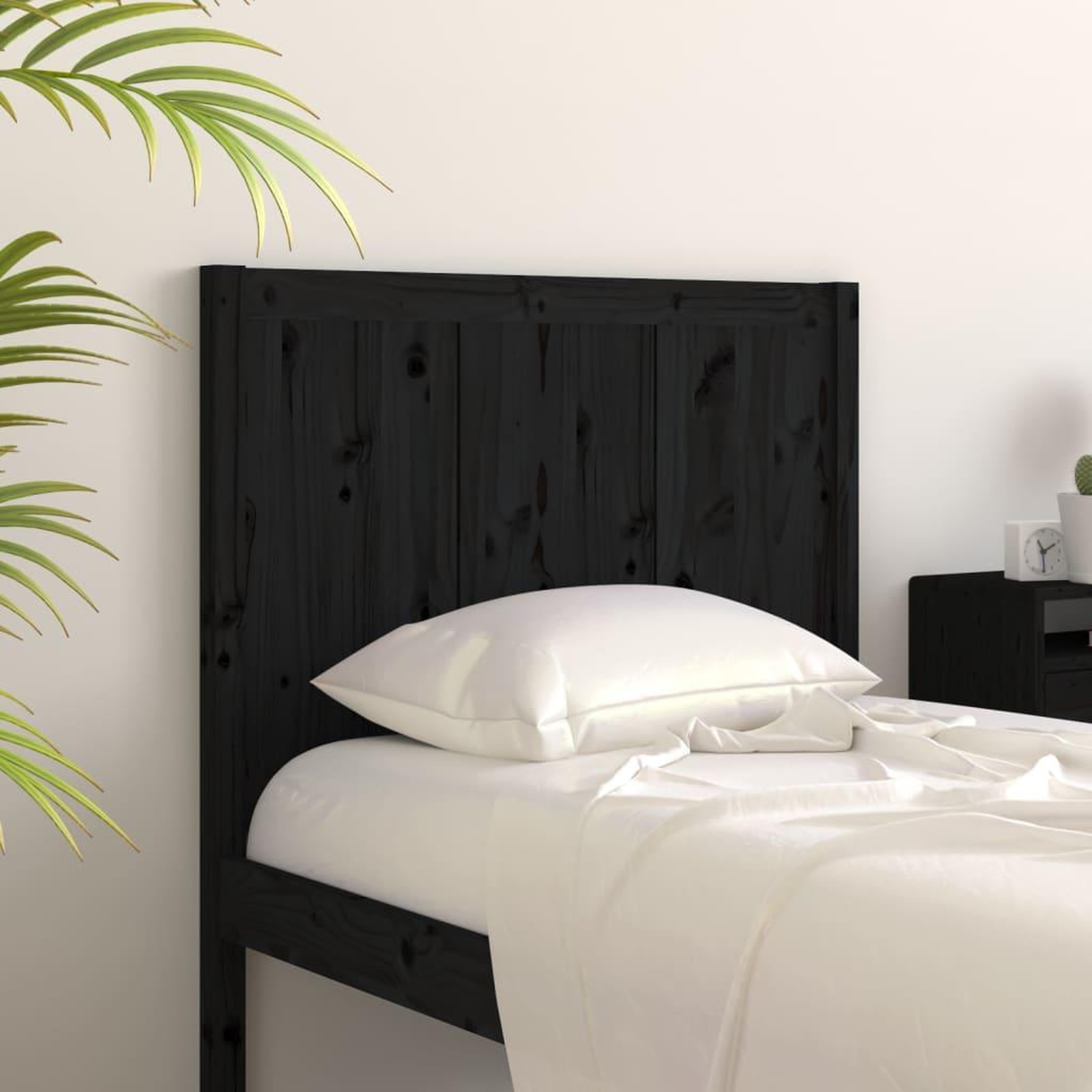 Voir la diapositive 3 : VIDAXL Tete de lit Noir 95,5x4x100 cm Bois massif de pin