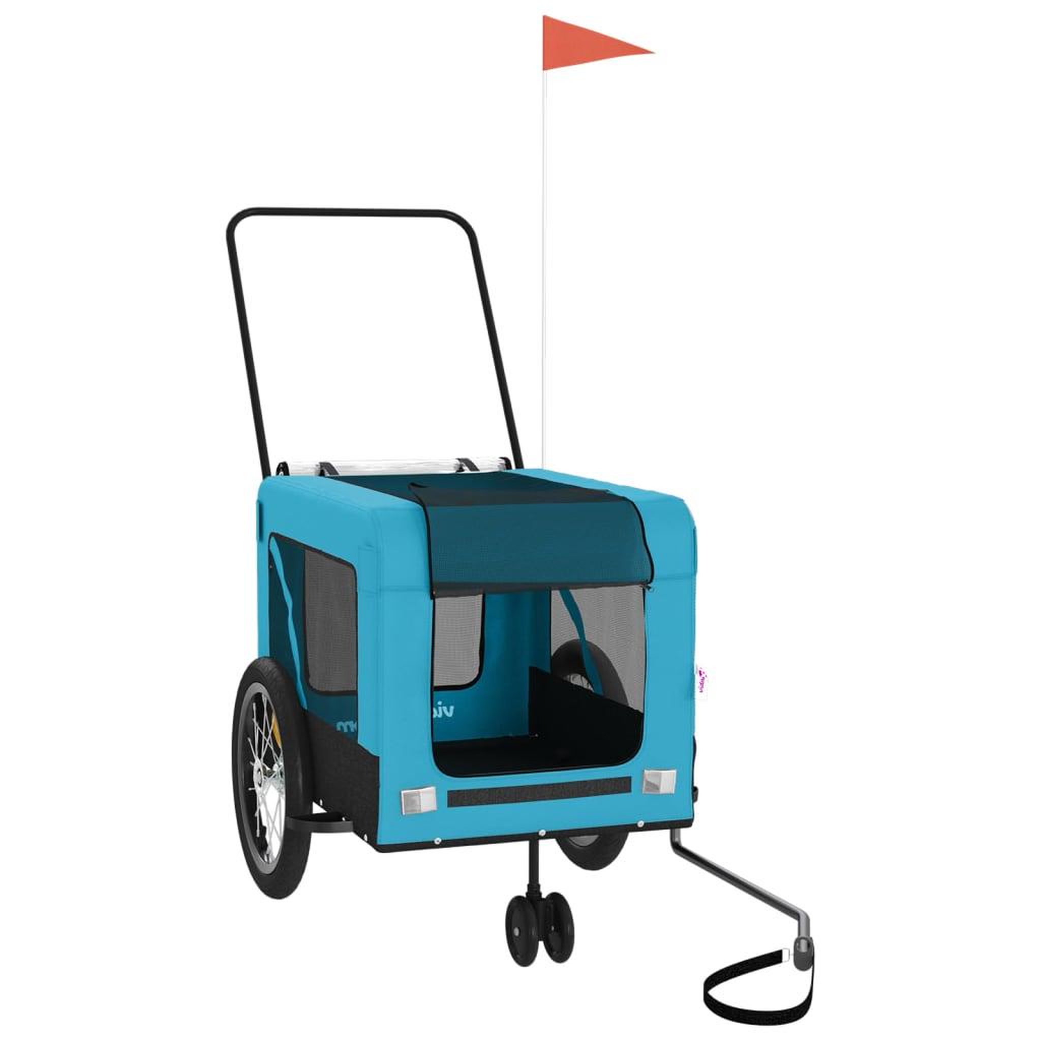 Voir la diapositive 3 : VIDAXL Remorque de velo pour animaux de compagnie bleu et noir