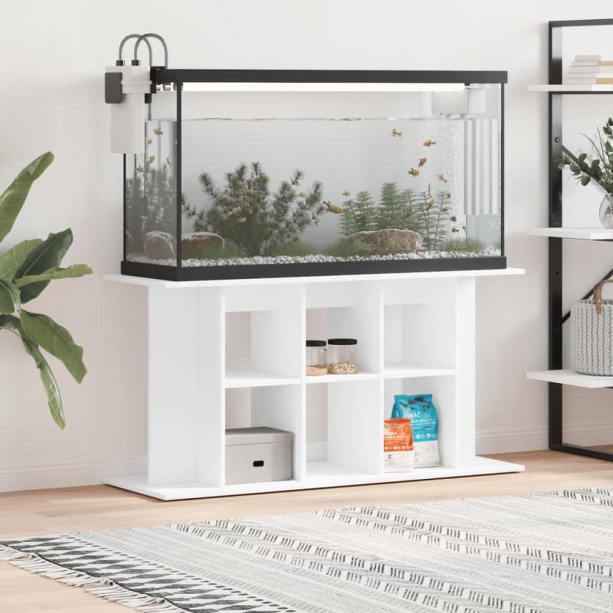 Voir la diapositive 1 : VIDAXL Support pour aquarium blanc 120x40x60 cm bois d ingénierie