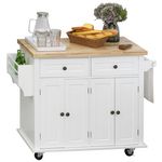 HOMCOM Desserte de cuisine multi rangements 2 tiroirs 2 placard 2 portes avec étagère range-bouteille porte-torchons MDF hévéa. Coloris disponibles : Noir, Gris, Blanc
