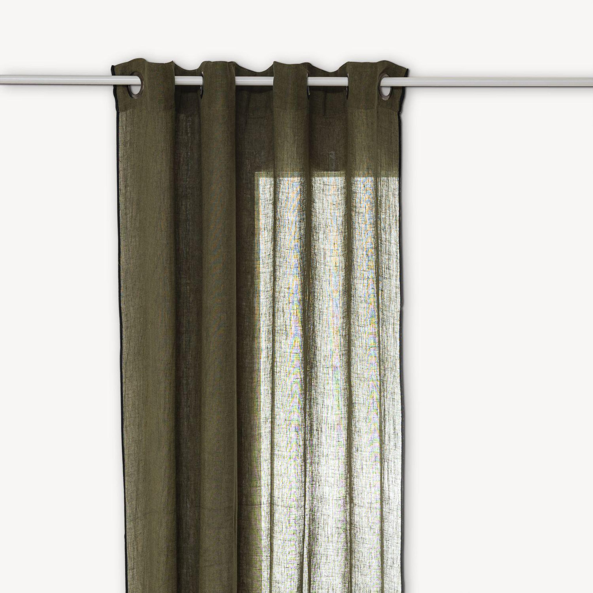 ATMOSPHERA Rideau en 100% lin LINAH. Coloris disponibles : Blanc, Bleu, Vert