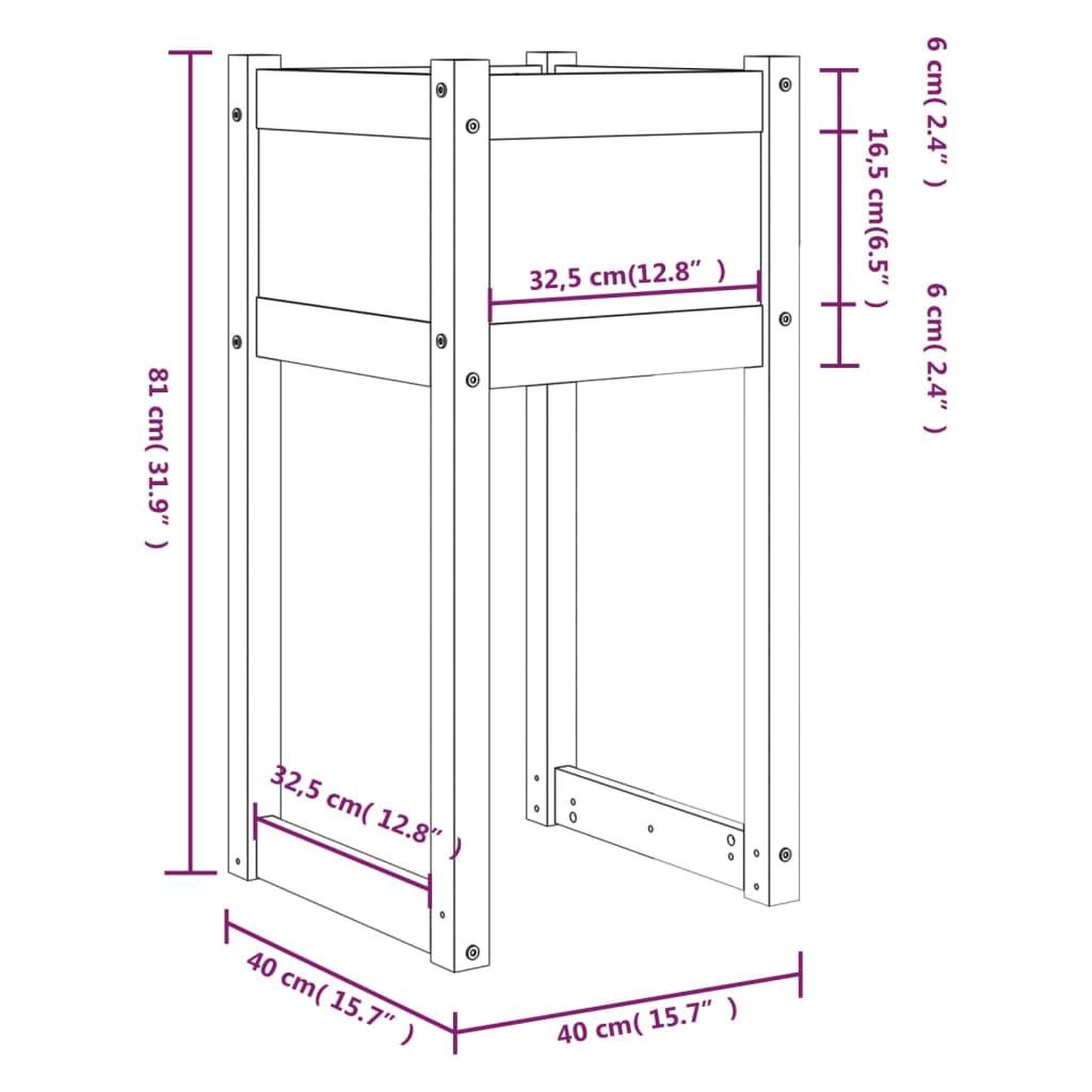 Voir la diapositive 6 : VIDAXL Jardiniere Blanc 40x40x81 cm Bois massif de pin