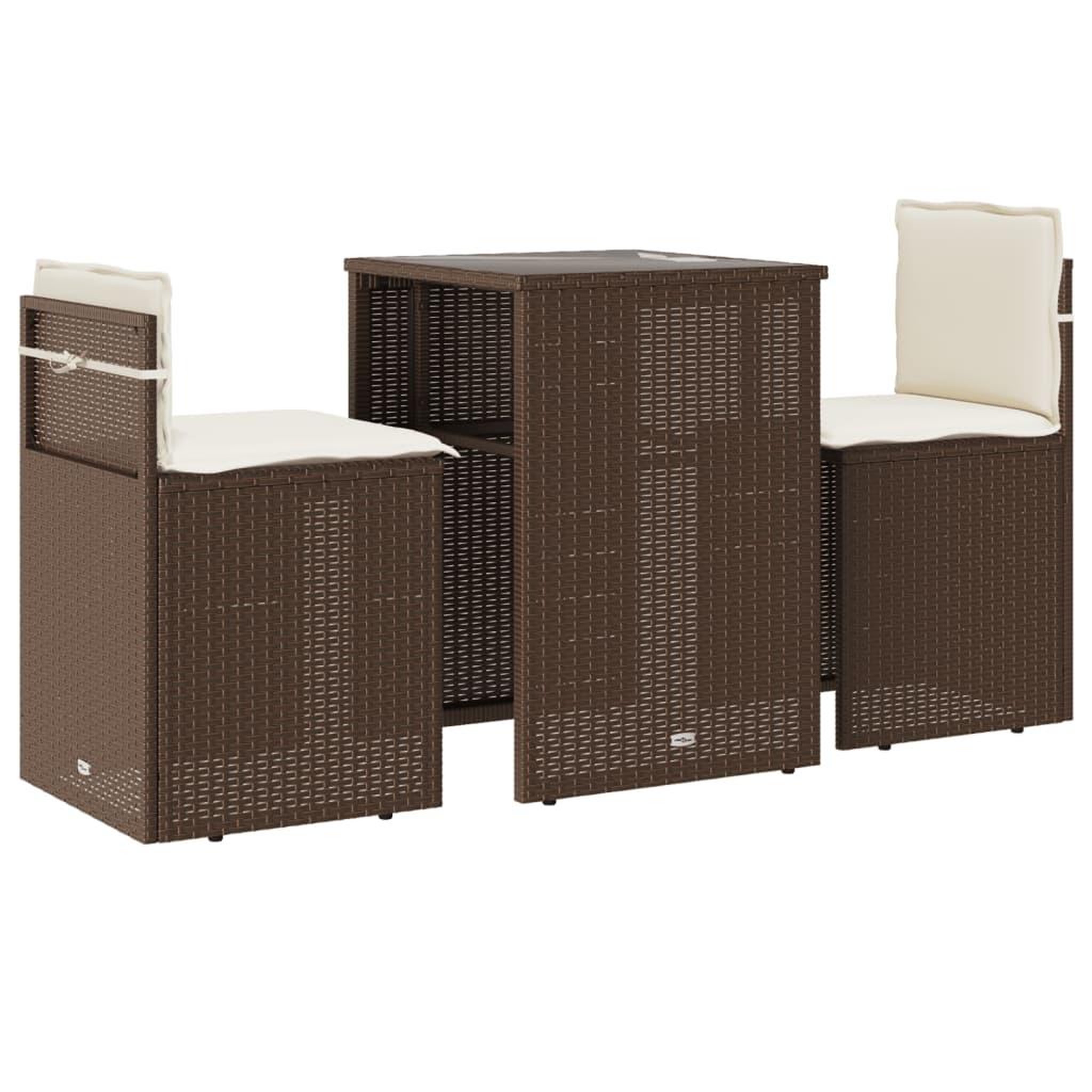 Voir la diapositive 2 : VIDAXL Ensemble de bistro 3 pcs avec coussins marron resine tressee